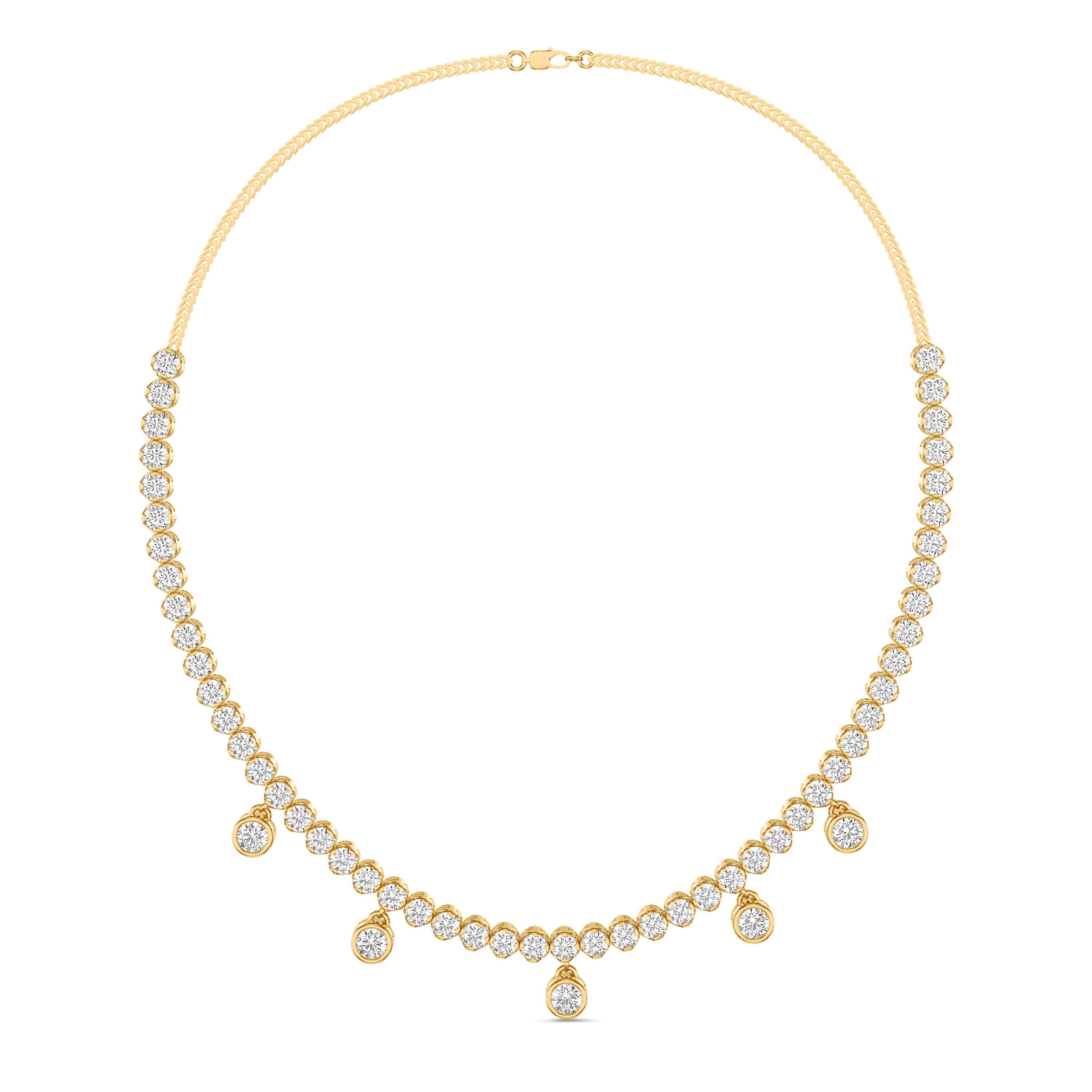 Floating diamond necklace in 18k gold, 3.25 carat, FG color and SI clarity #gold_yellow