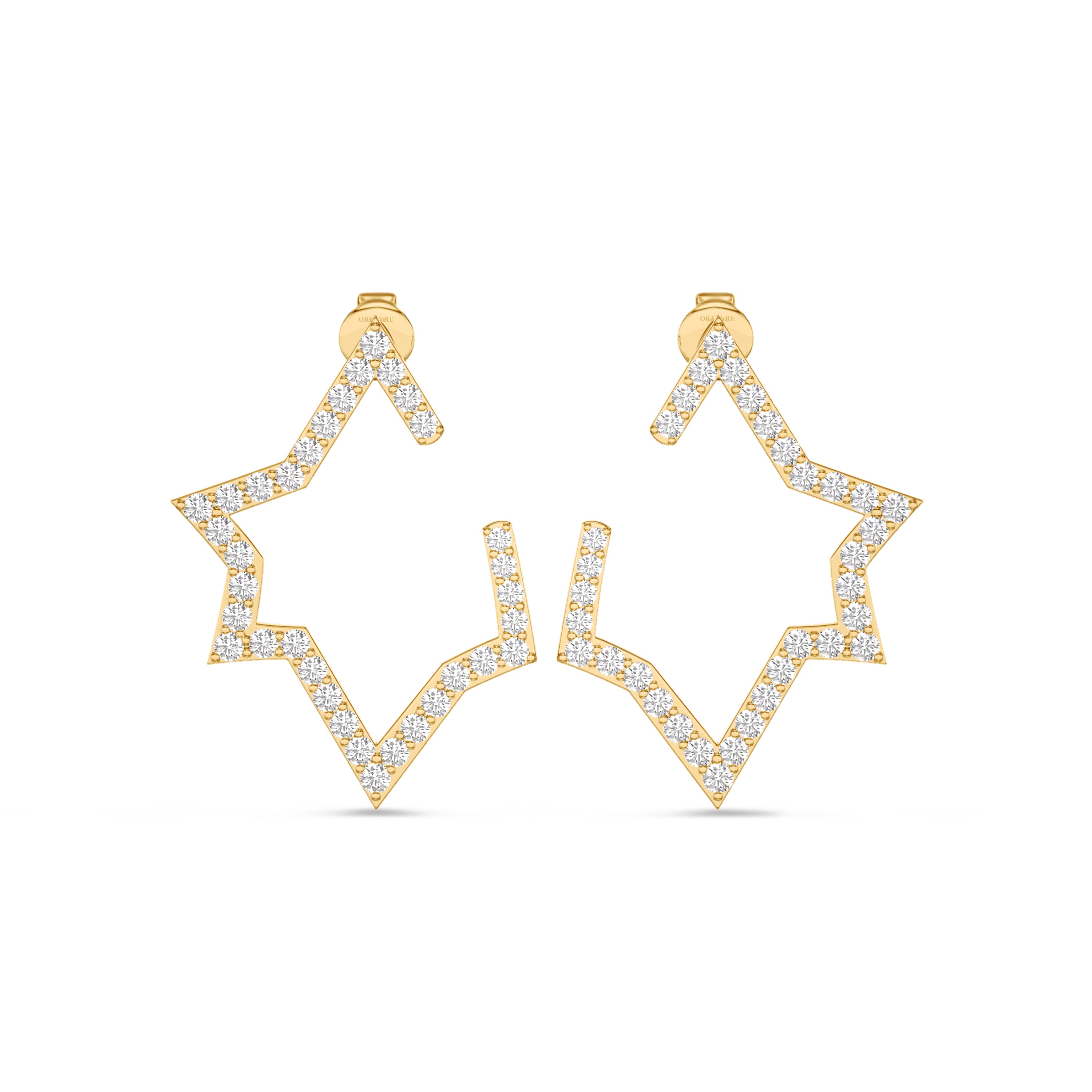 18k yellow gold star shaped diamond earring in 0.92 carats in FG color and SI clarity #gold_yellow