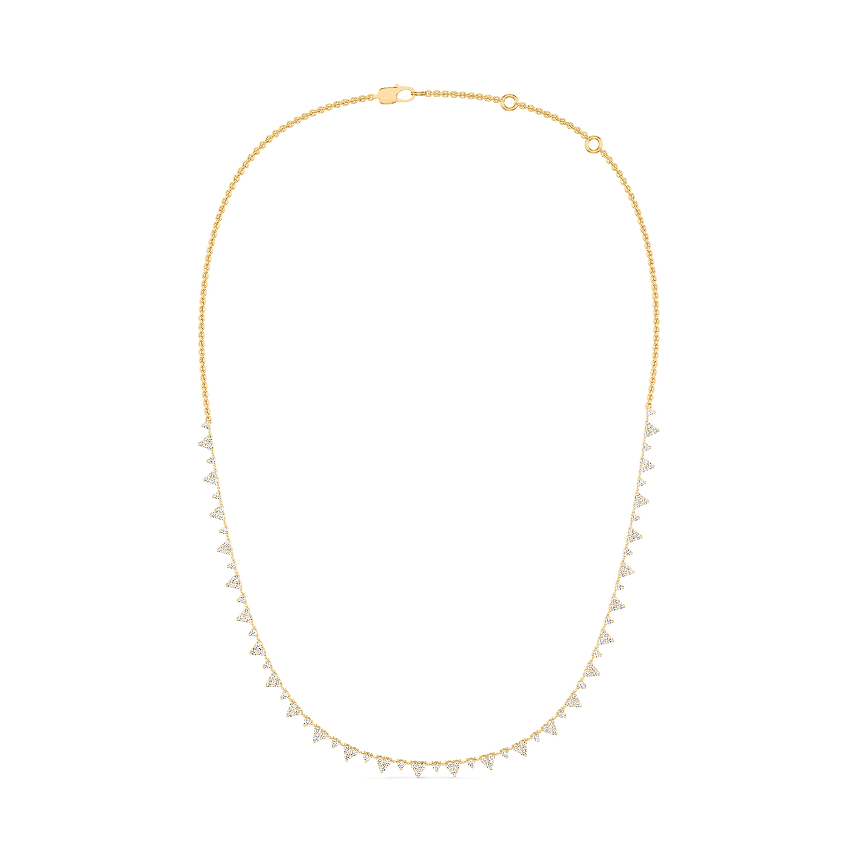 Trinity diamond floating necklace in 18k gold, 1.89 carats, FG color and SI clarity #gold_yellow
