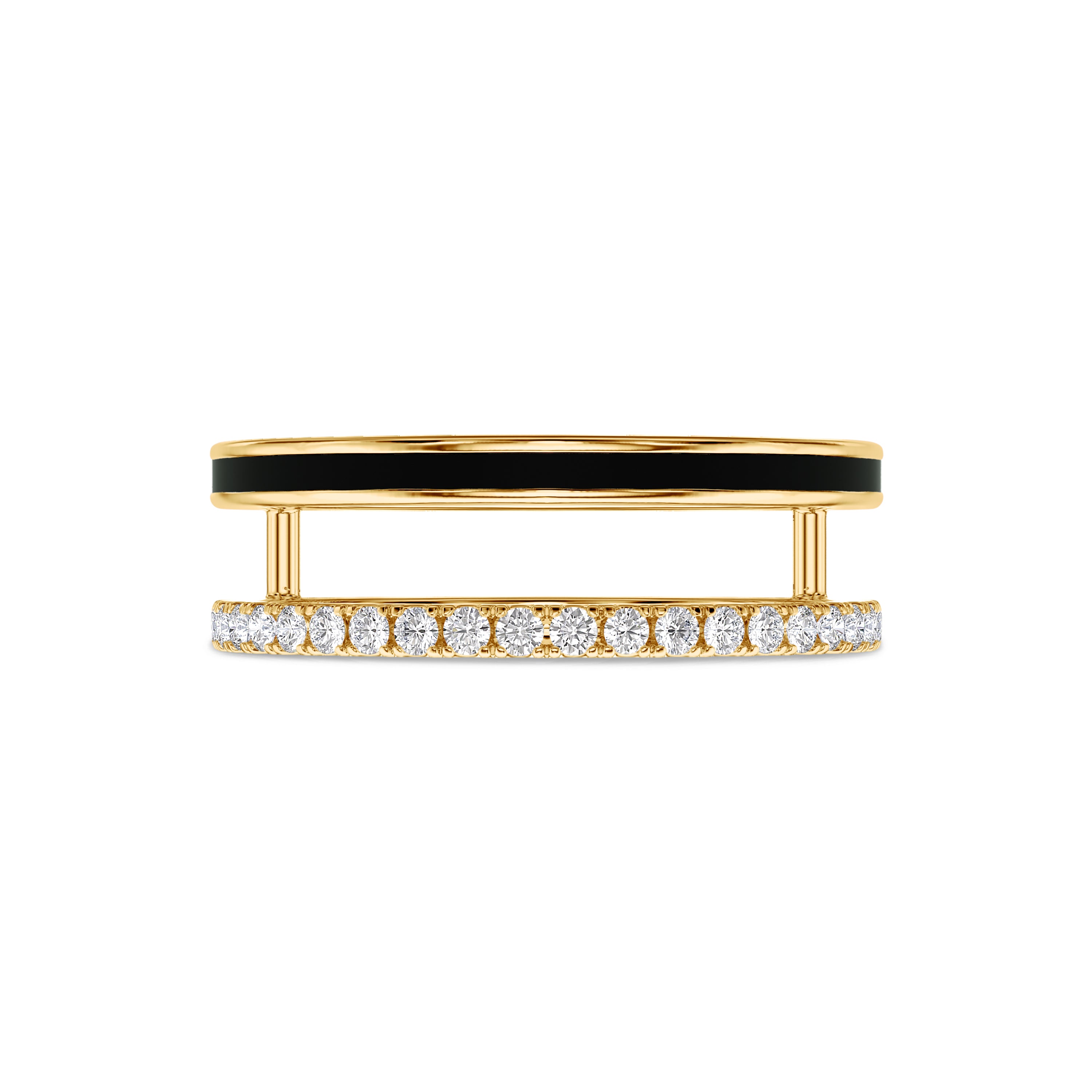Diamond and black enamel ring in 18k gold, approx 0.24 carat, FG color, SI clarity #gold_yellow