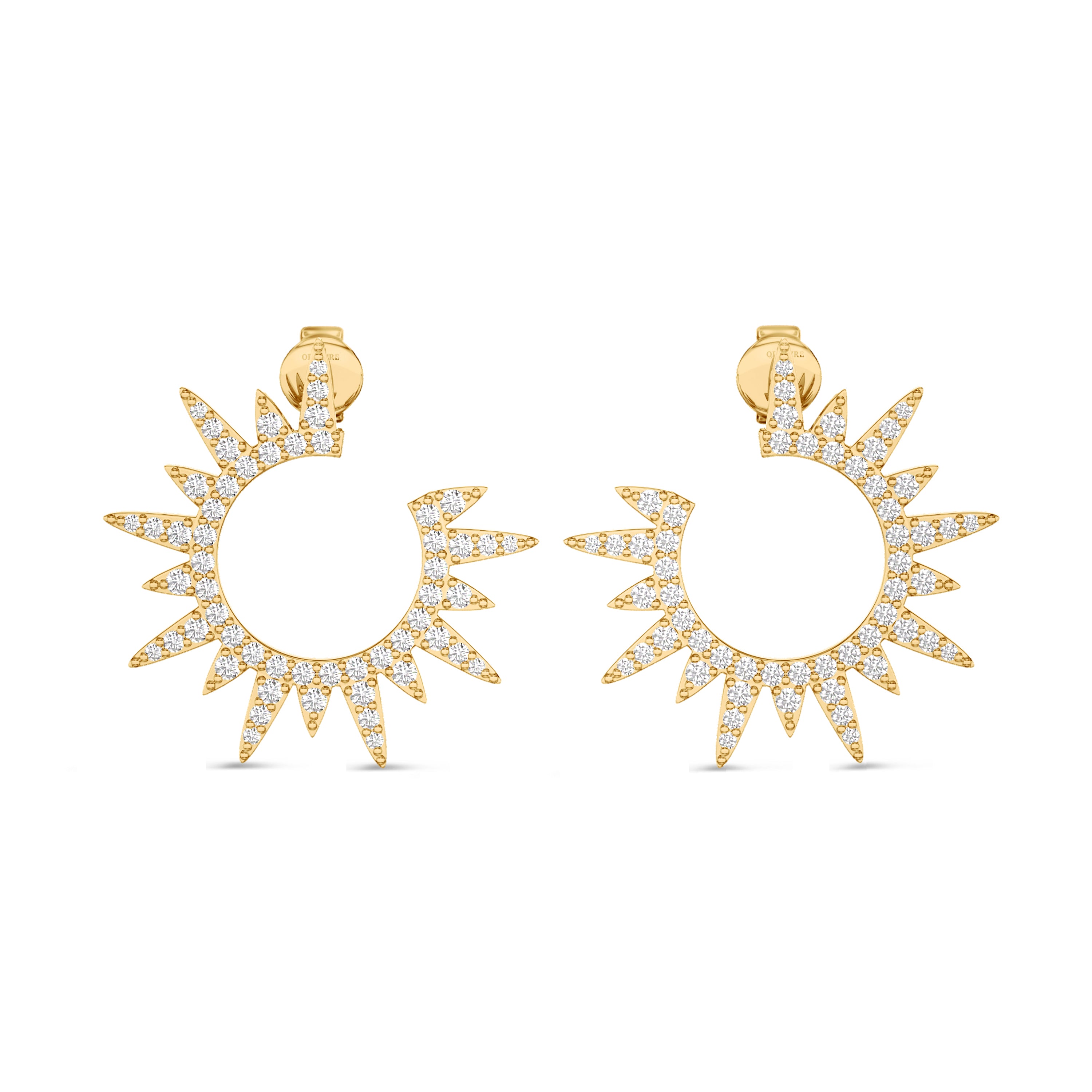 Starburst diamond earrings in 18k yellow gold, 0.76 carats, FG color and SI clarity #gold_yellow