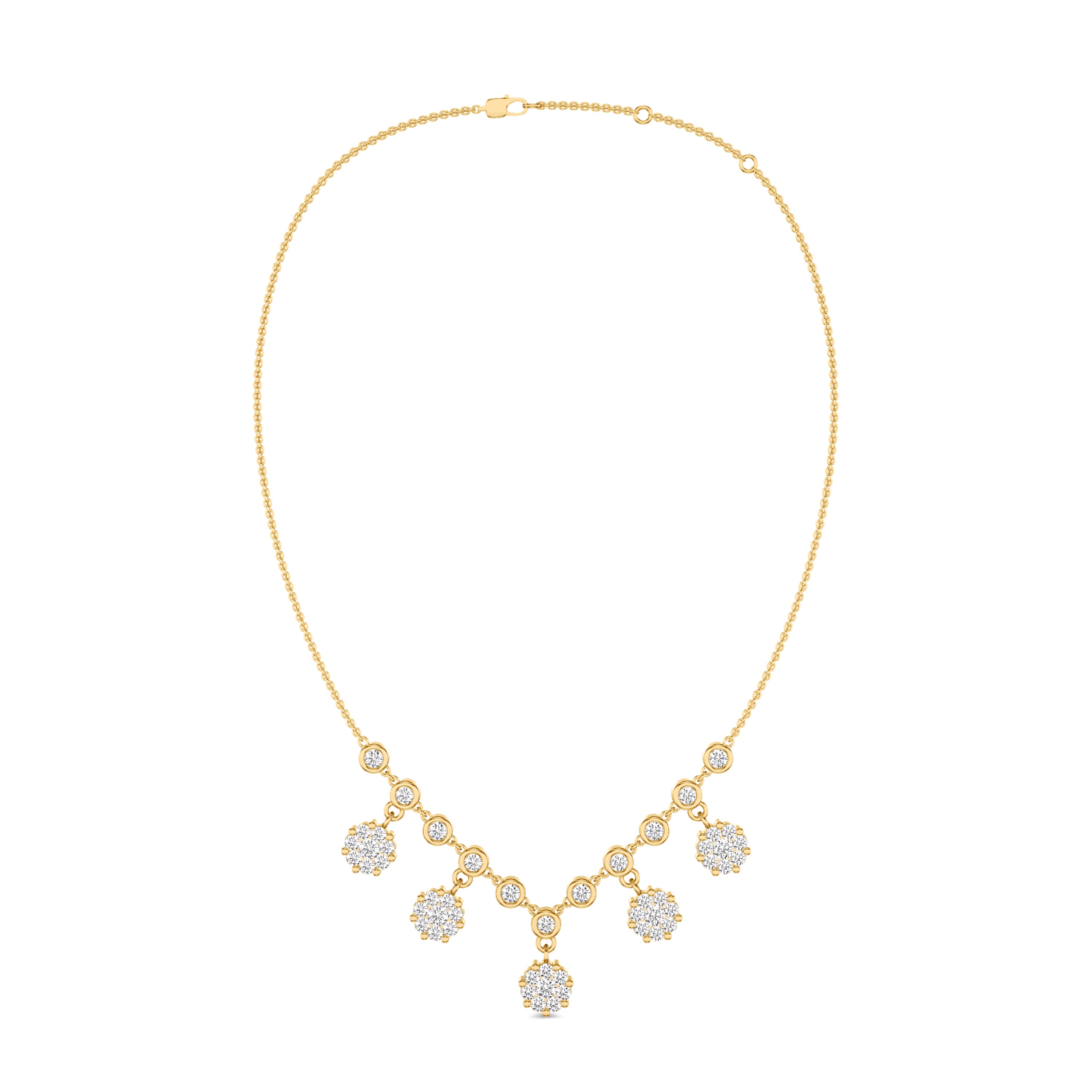 multi drop diamond necklace in 0.37 carats, FG color, VS-SI clarity in 18K yellow gold. #gold_yellow