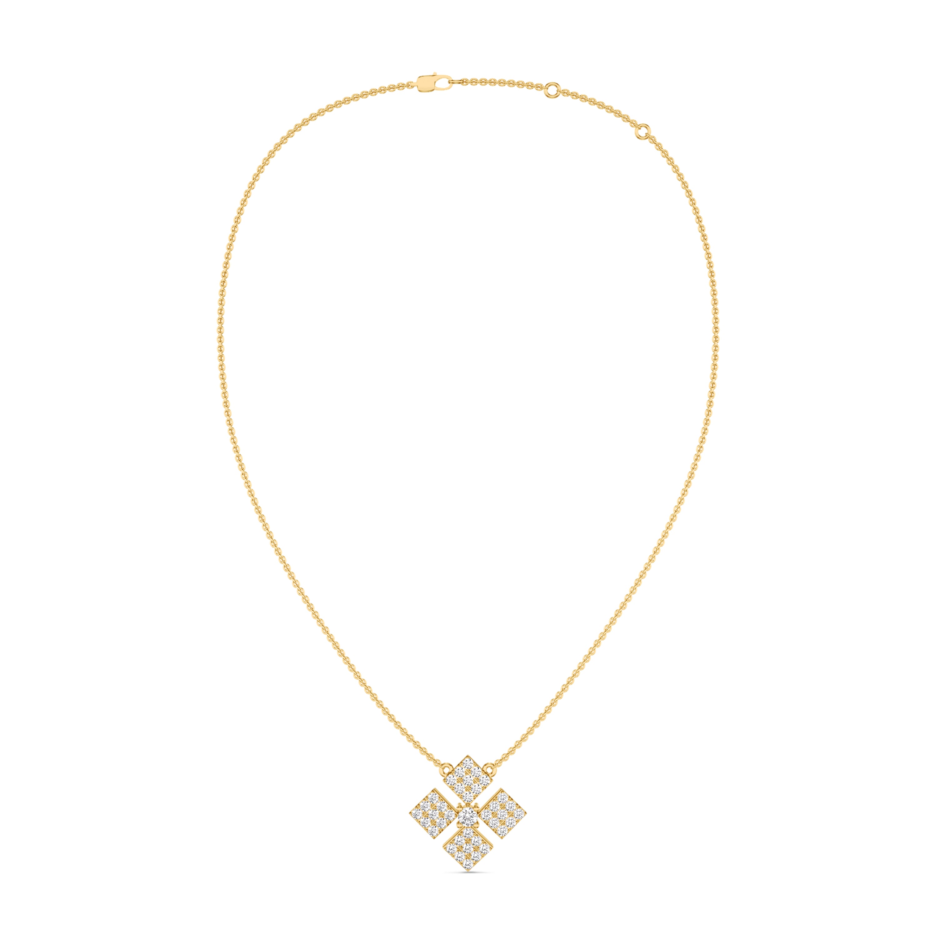 Diamond tetra necklace in 18k gold, 0.47 carat, FG color and SI clarity #gold_yellow