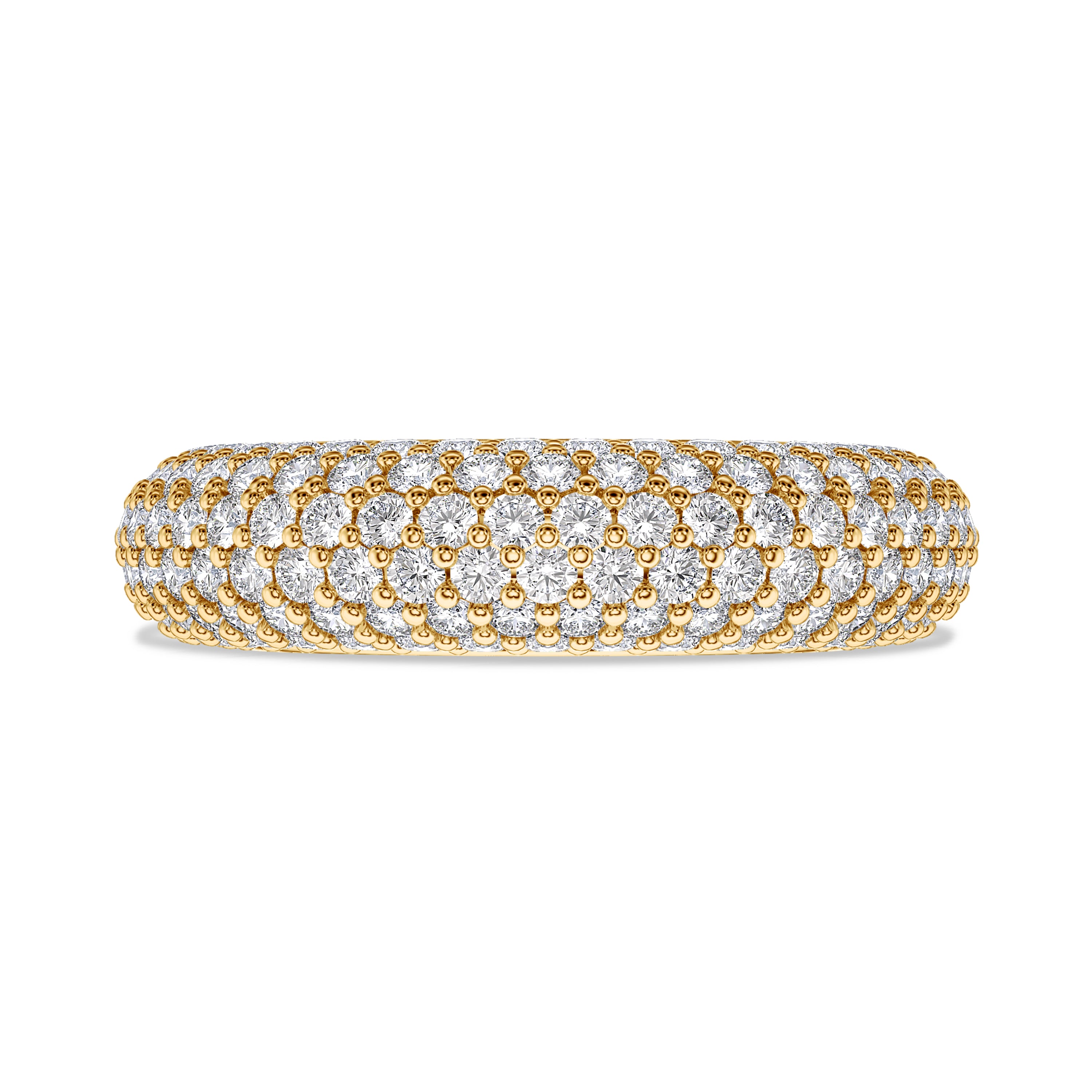 Pavè full diamond ring in 18k gold, 4.28 carats, FG color and SI clarity #gold_yellow