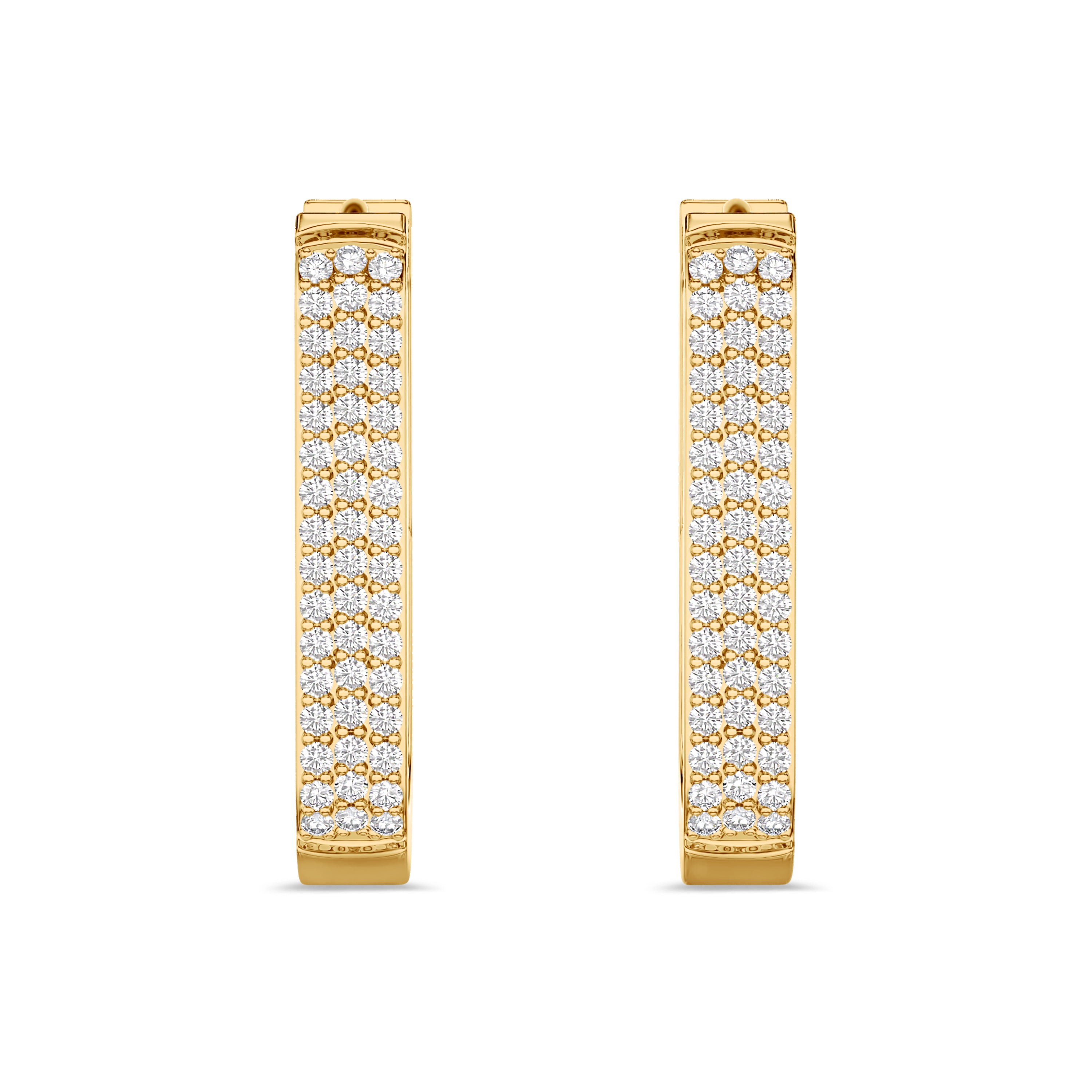 Rectangle diamond hoops in 18k yellow gold, 0.3 carats, FG color and SI clarity #gold_yellow