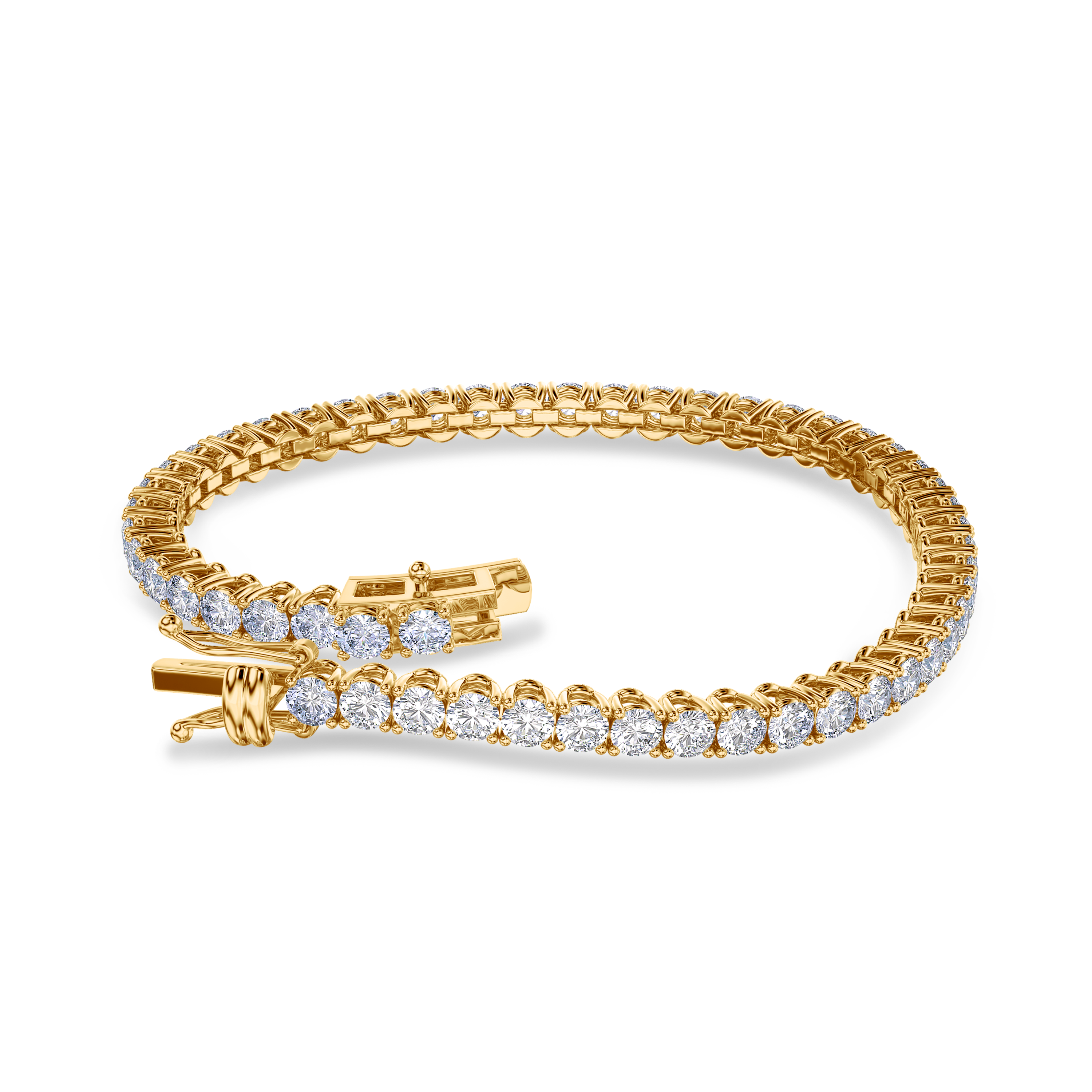 5.88 carat tennis bracelet in 18K yellow gold, EF color and SI clarity #gold_yellow