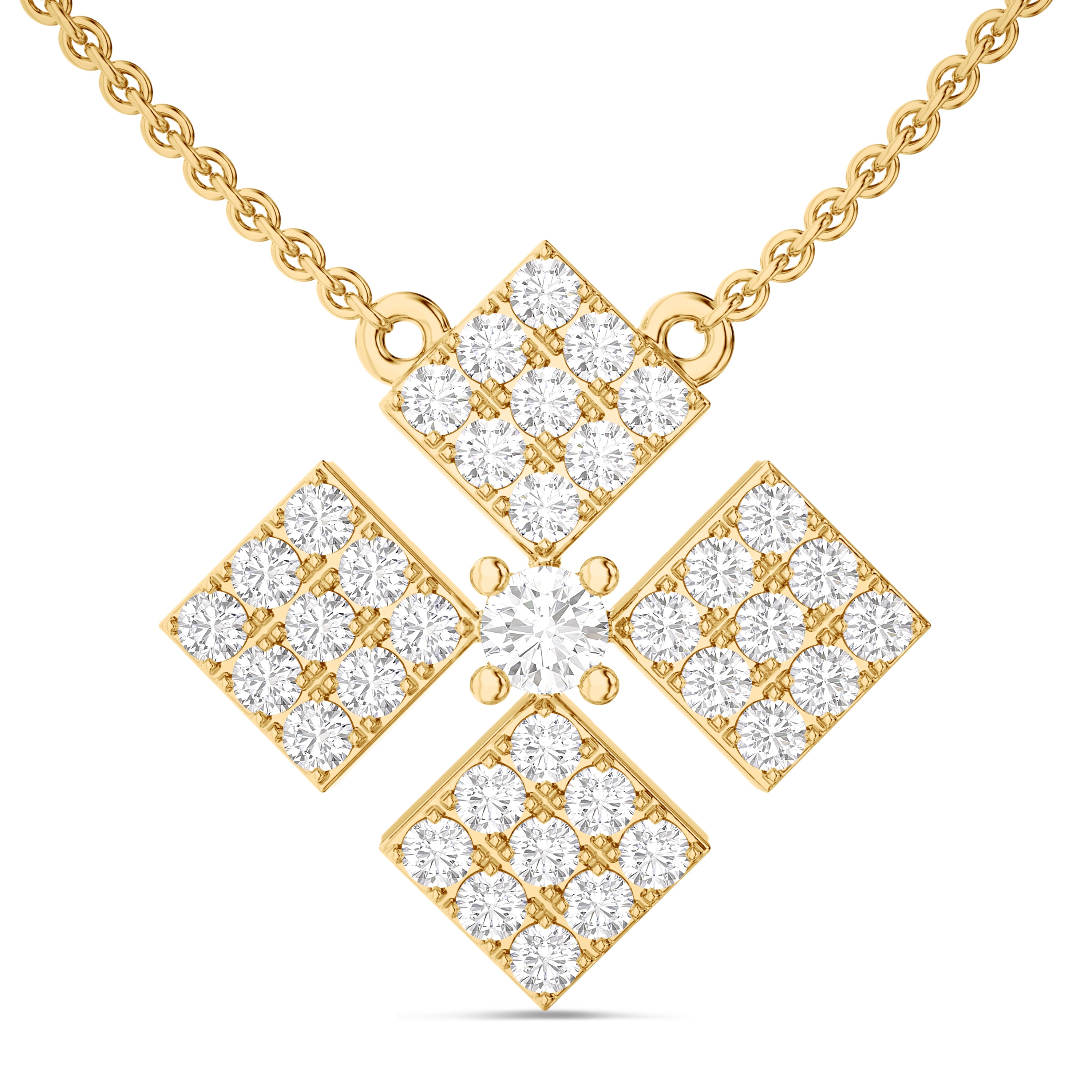 Diamond tetra necklace in 18k gold, 0.47 carat, FG color and SI clarity #gold_yellow