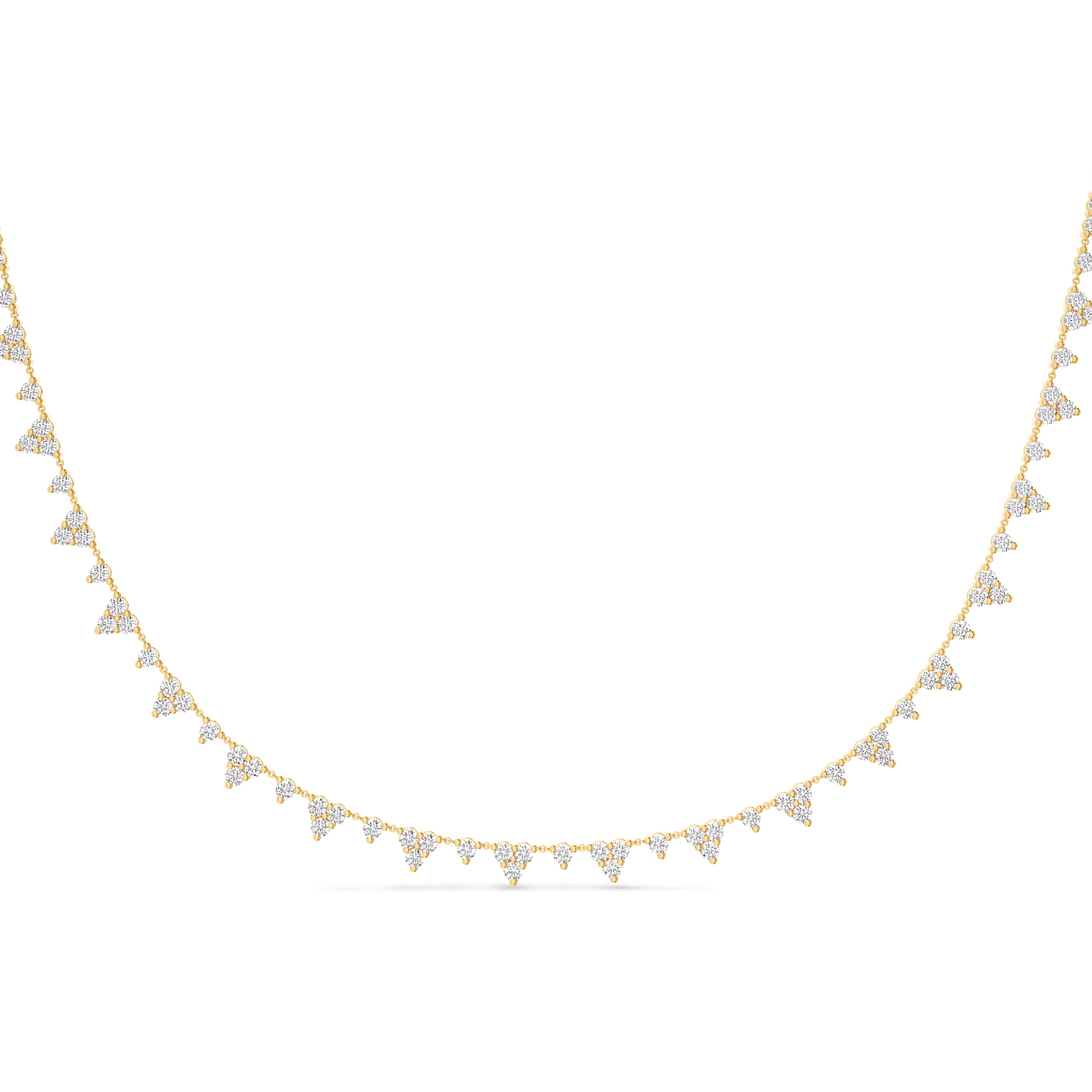 Trinity diamond floating necklace in 18k gold, 1.89 carats, FG color and SI clarity #gold_yellow