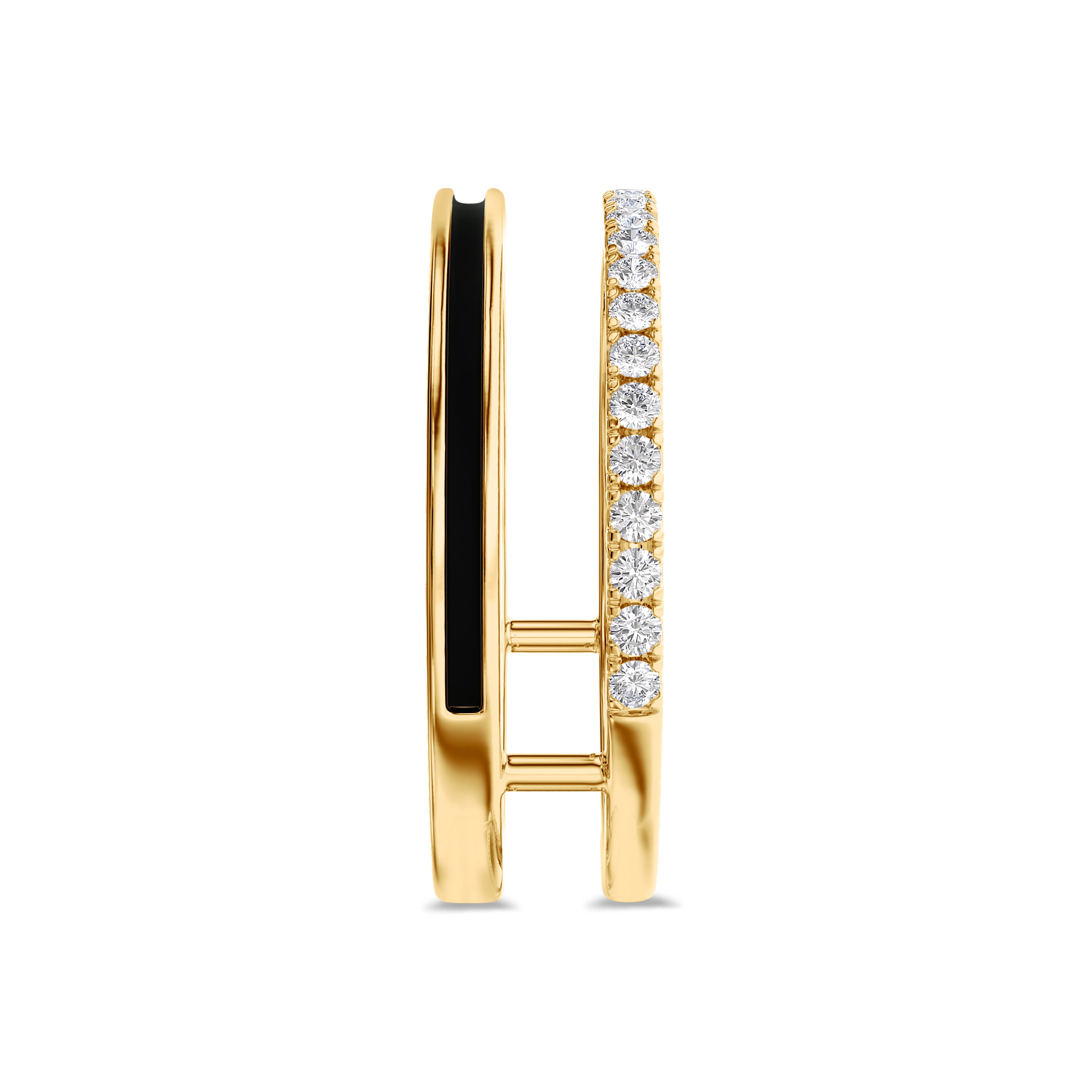 Diamond and black enamel ring in 18k gold, approx 0.24 carat, FG color, SI clarity #gold_yellow