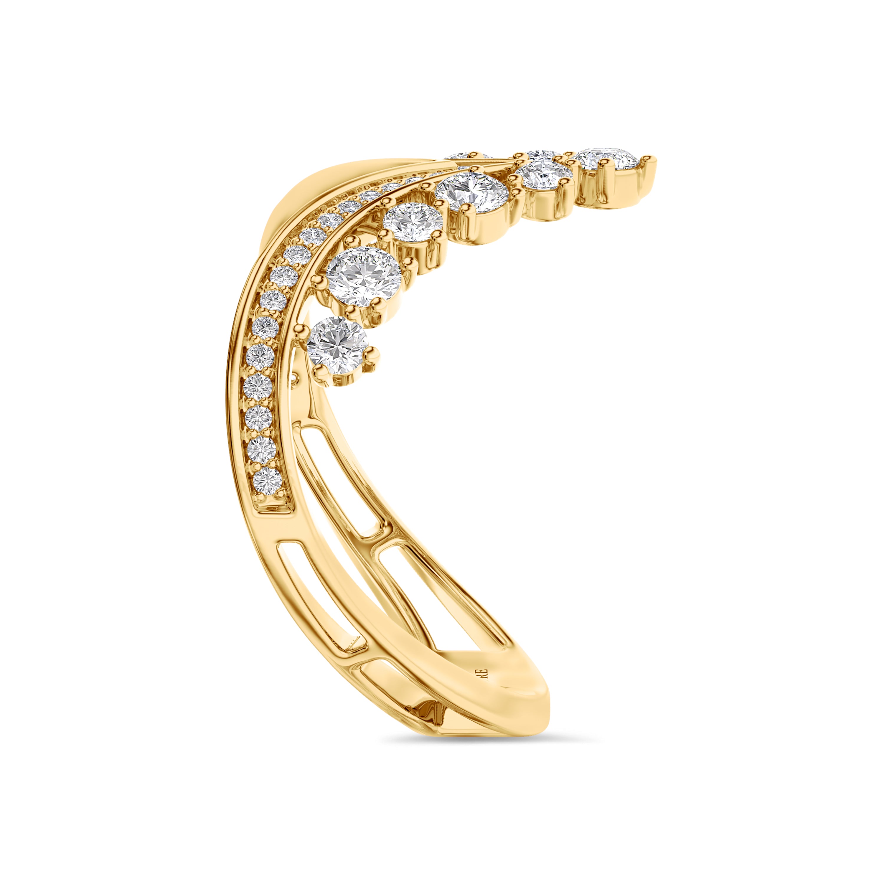 Chevron diamond ring in 18k gold, 0.70 carat, FG color and SI clarity #gold_yellow
