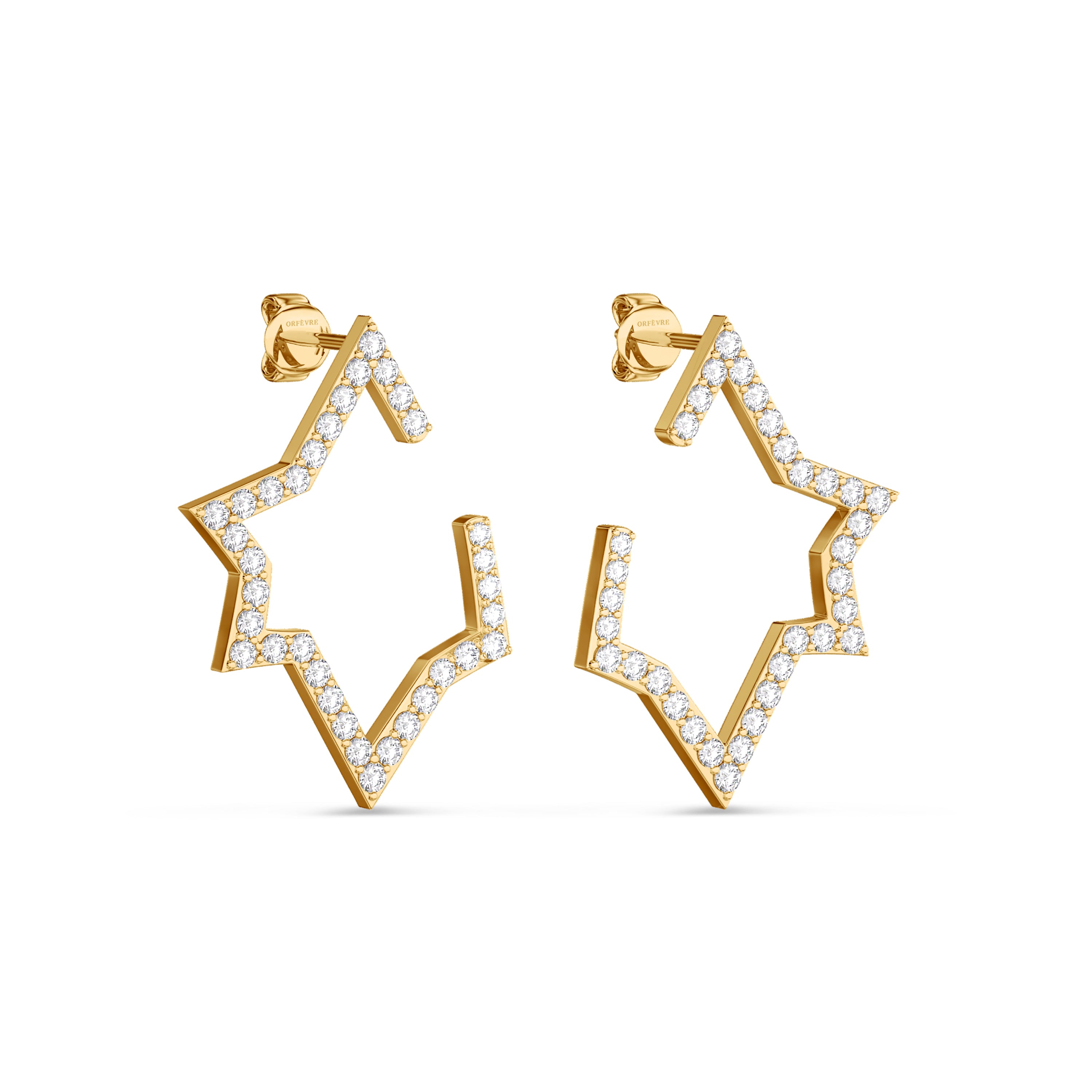 18k yellow gold star shaped diamond earring in 0.92 carats in FG color and SI clarity #gold_yellow