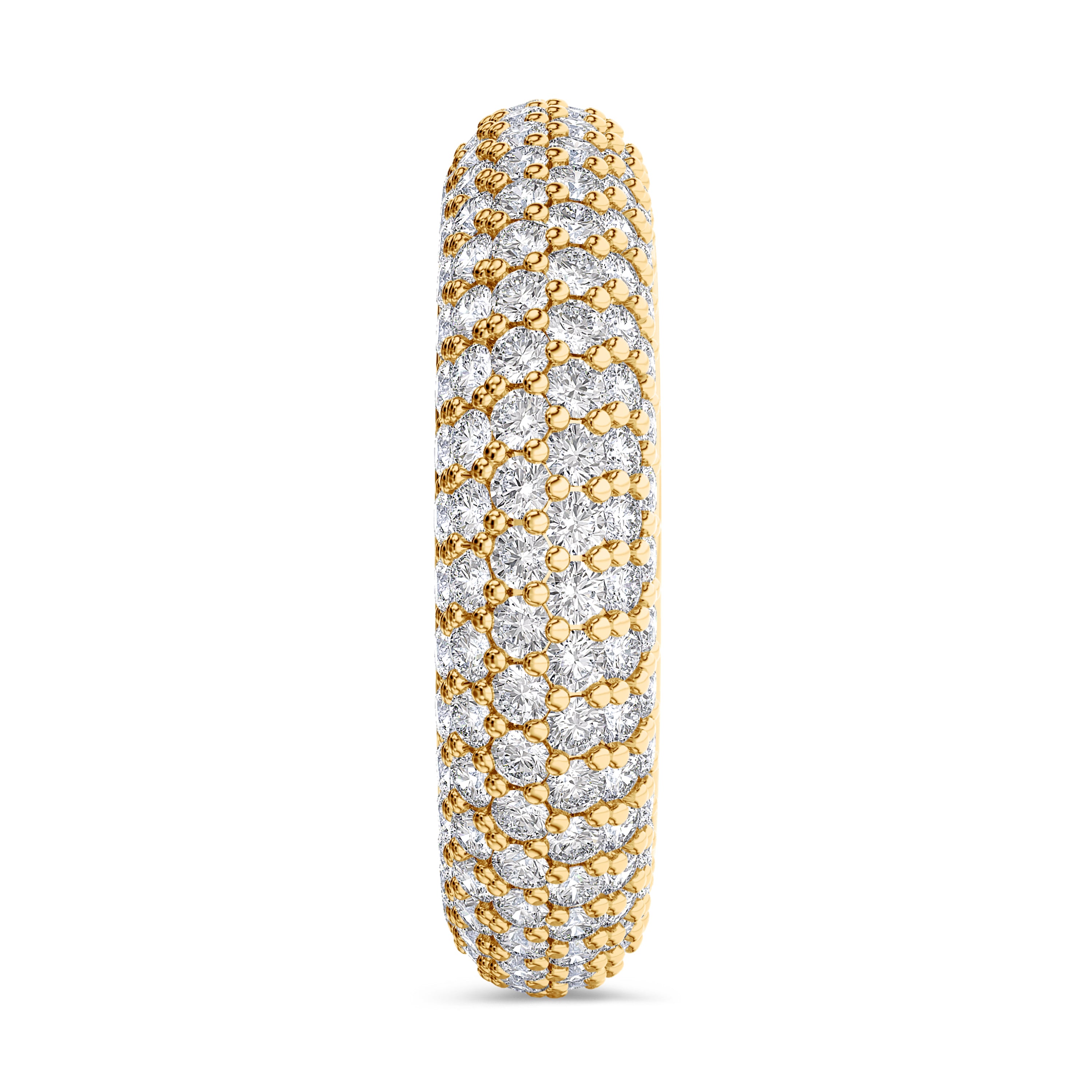 Pavè full diamond ring in 18k gold, 4.28 carats, FG color and SI clarity #gold_yellow
