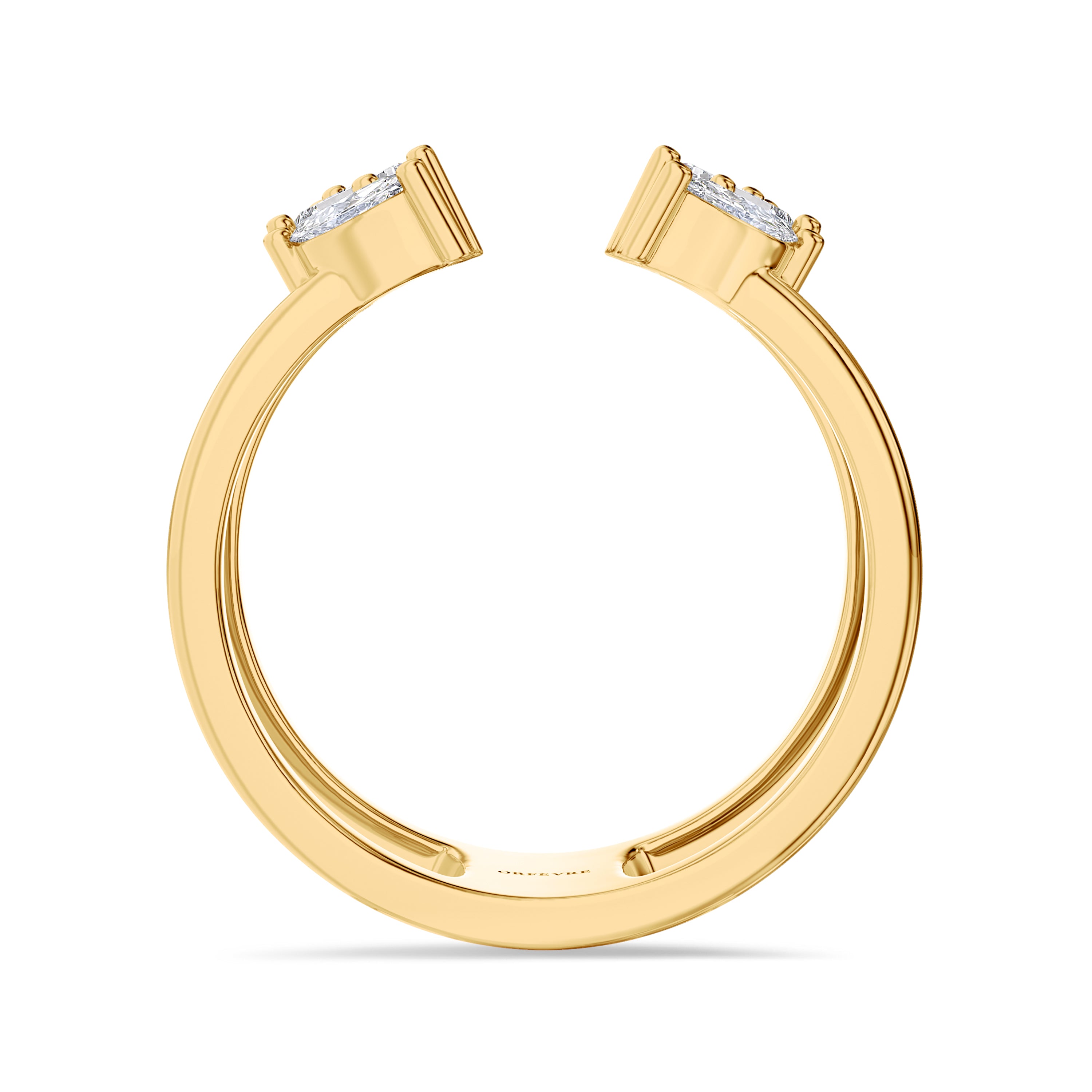 Tri diamond cut ring in 18k gold, 0.8 carats total, FG color and SI clarity #gold_yellow