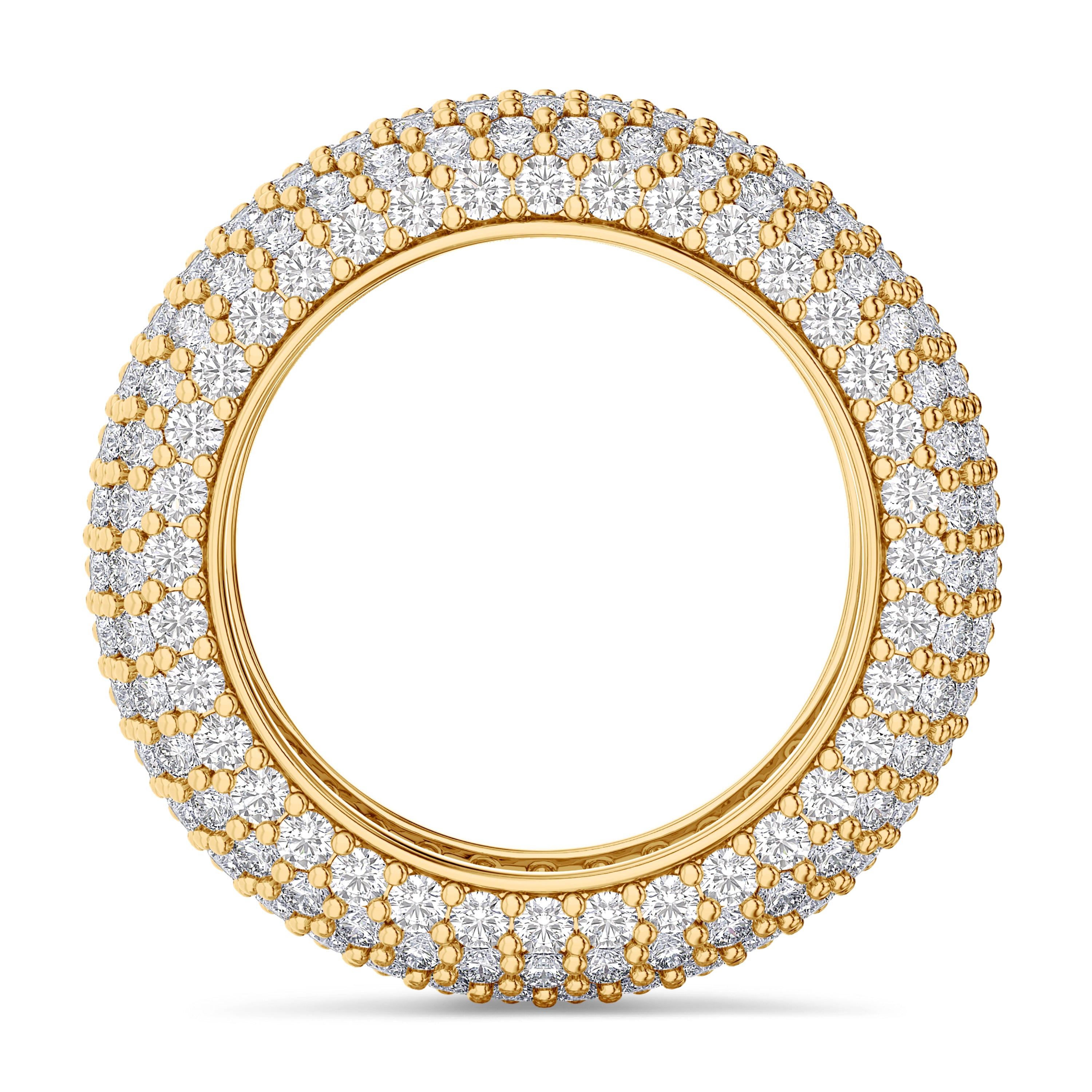Pavè full diamond ring in 18k gold, 4.28 carats, FG color and SI clarity #gold_yellow