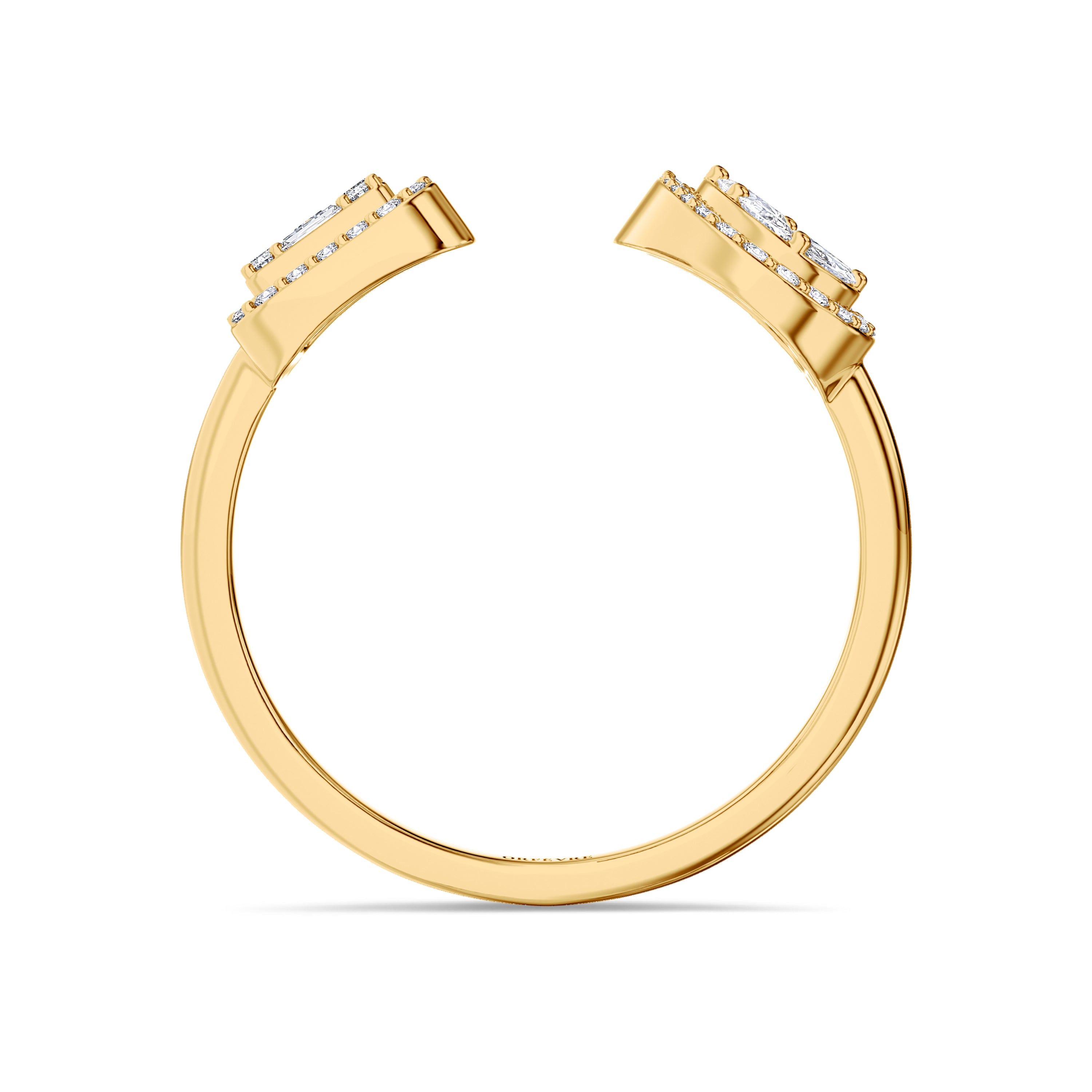 Emerald and pear cut diamond ring in 18k gold, FG color and SI clarity, 0.598 carat #gold_yellow