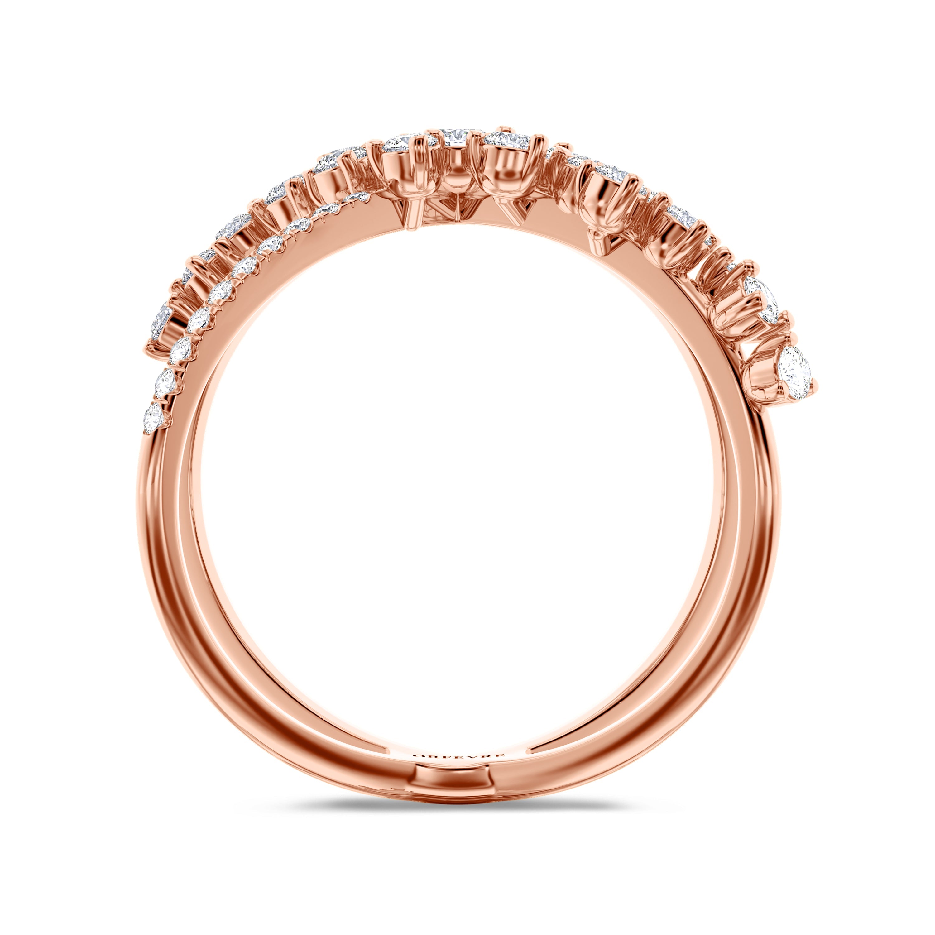 18K rose gold criss cross ring in 0.70 carats, FG color and SI clarity