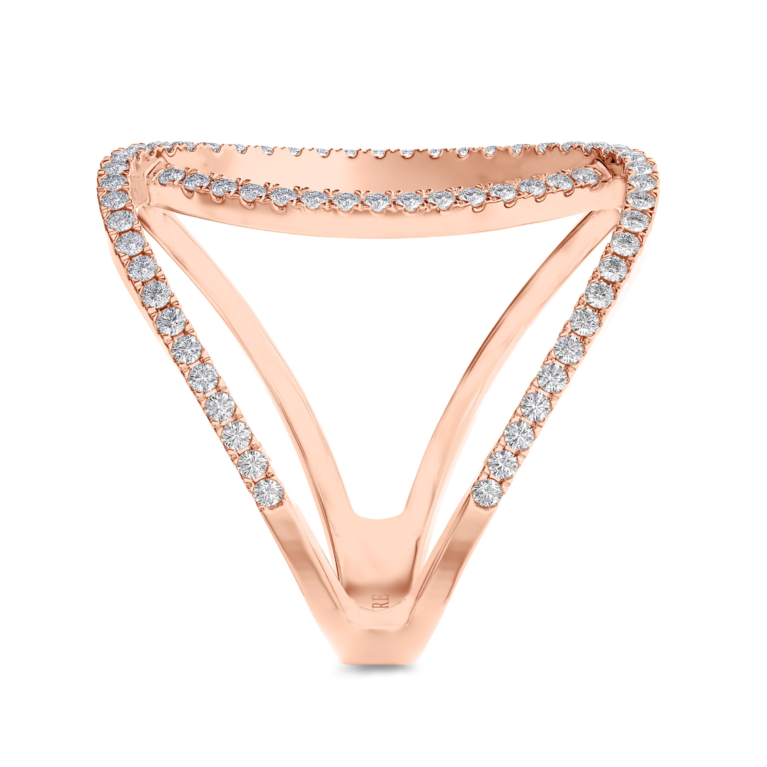 18K rose gold criss cross ring with 0.59 carat, FG Color, SI Clarity
