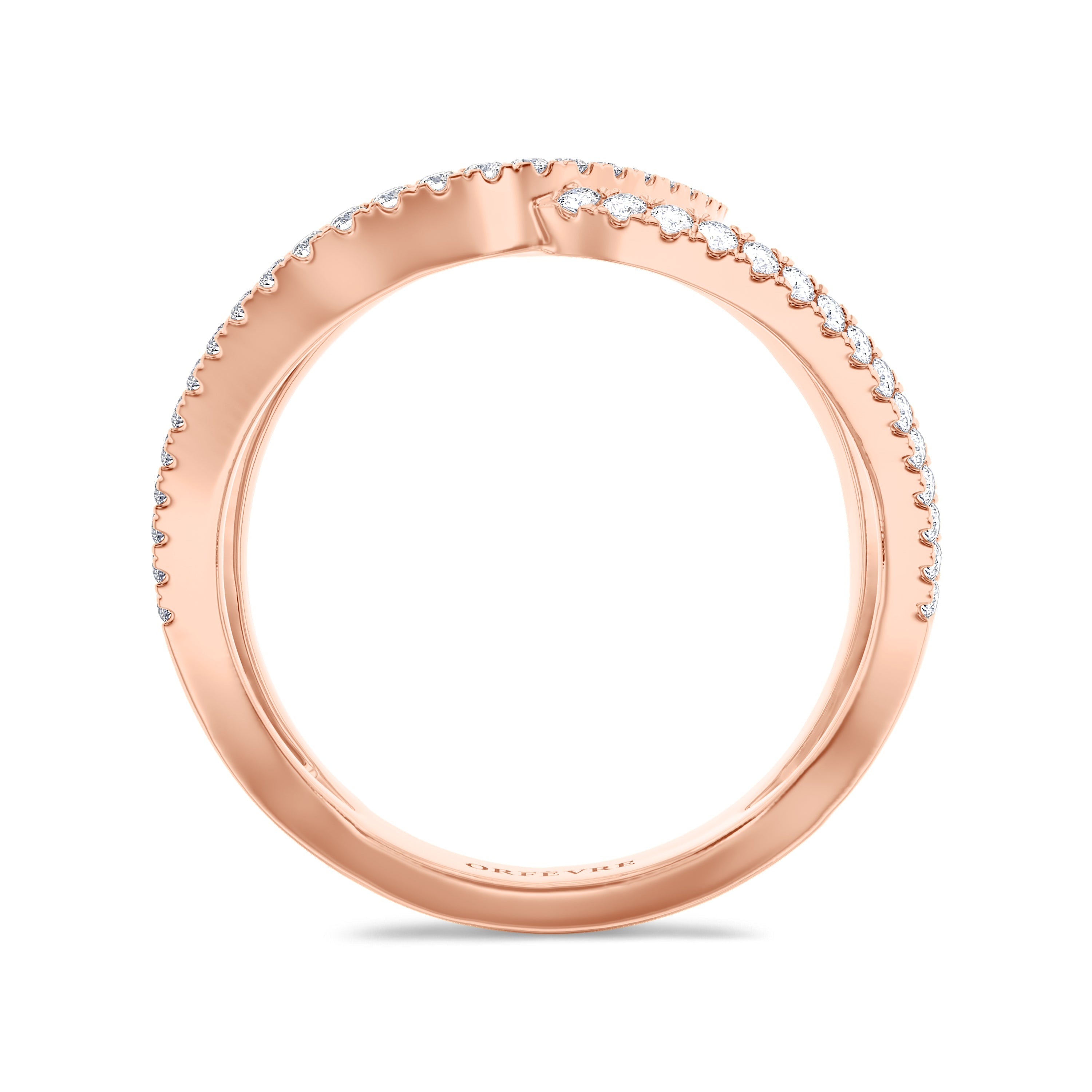 18K rose gold criss cross ring with 0.59 carat, FG Color, SI Clarity