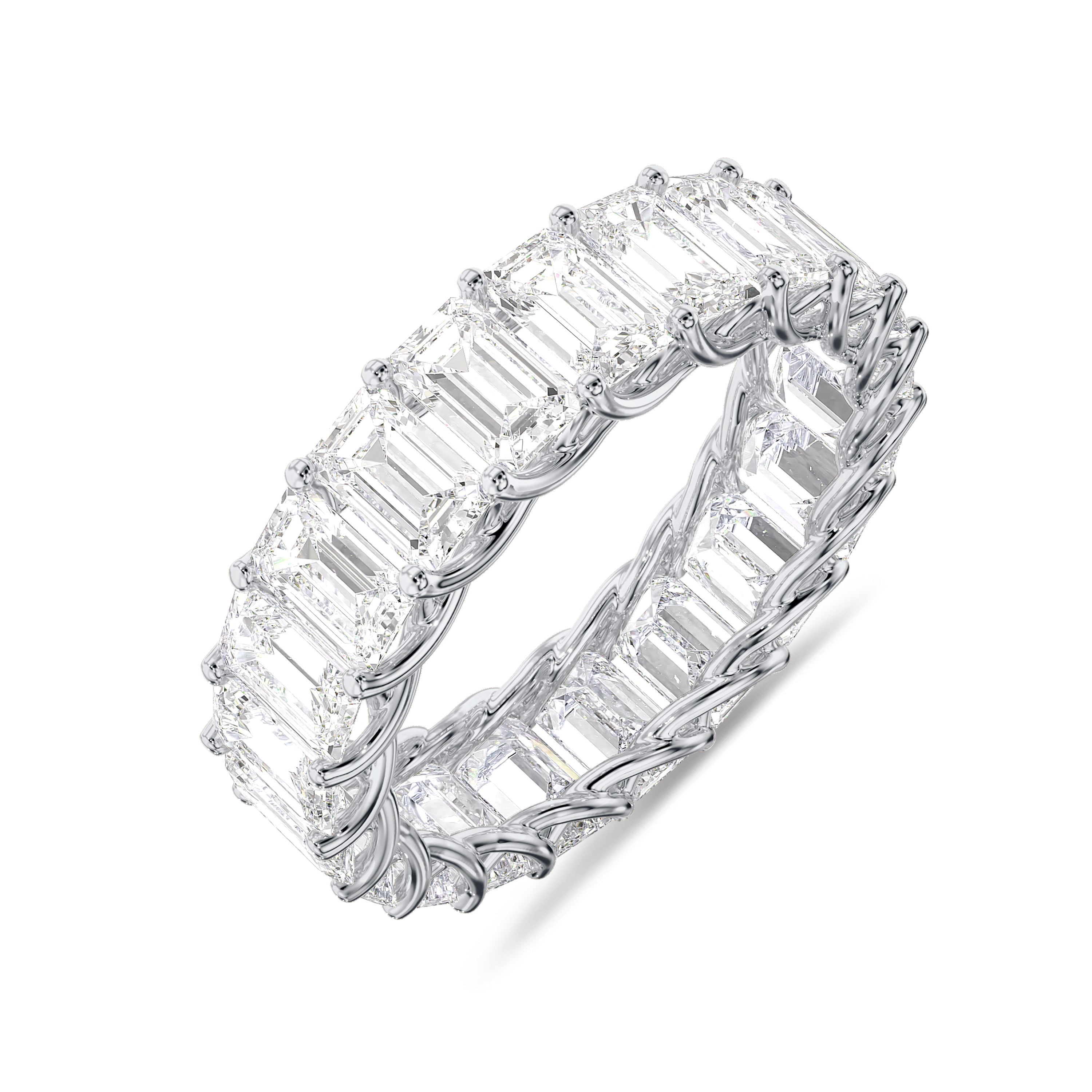18K emerald eternity band in 5.56 carat, EF color, VS clarity
