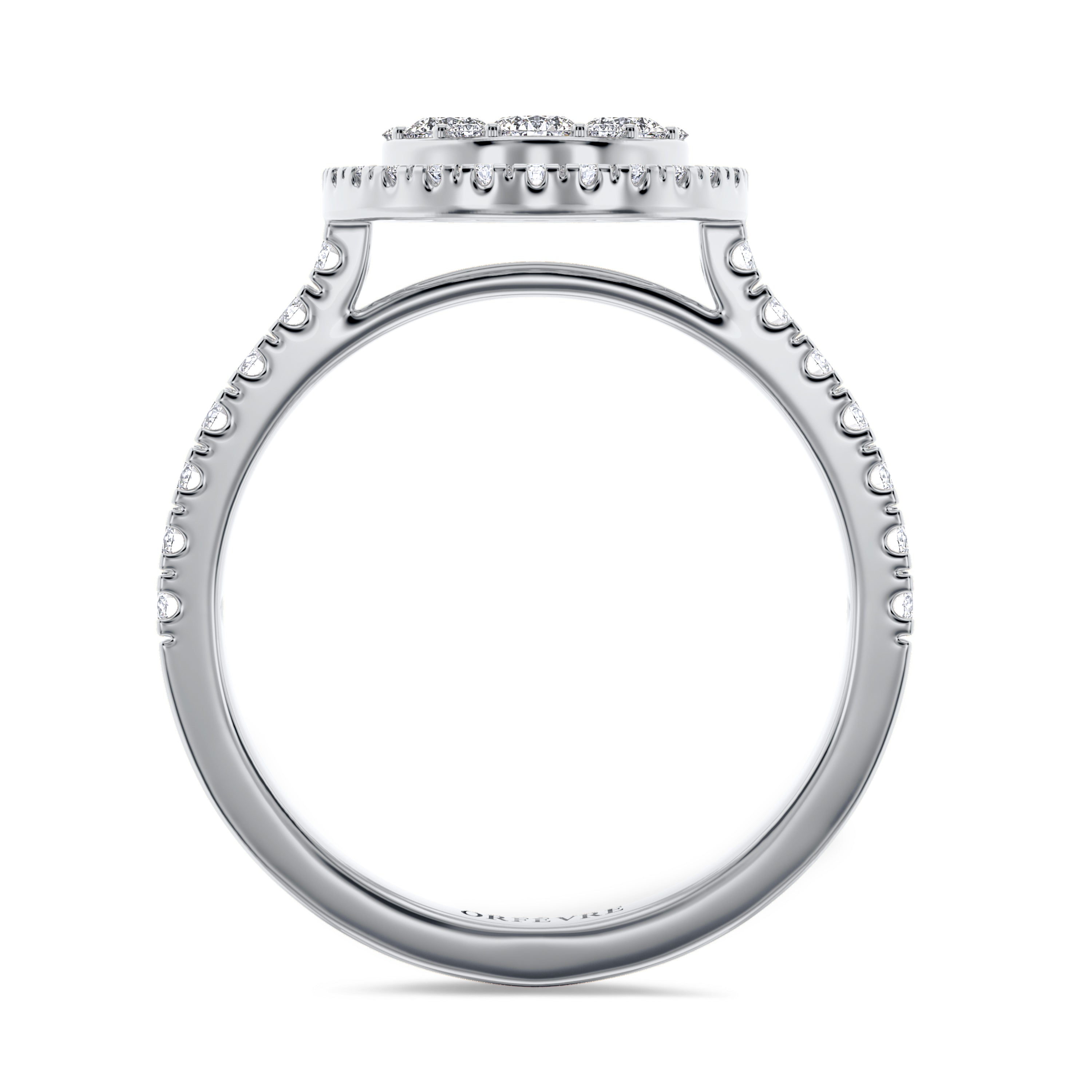 18K white gold halo diamond ring in 1.1 carat, FG color and SI clarity