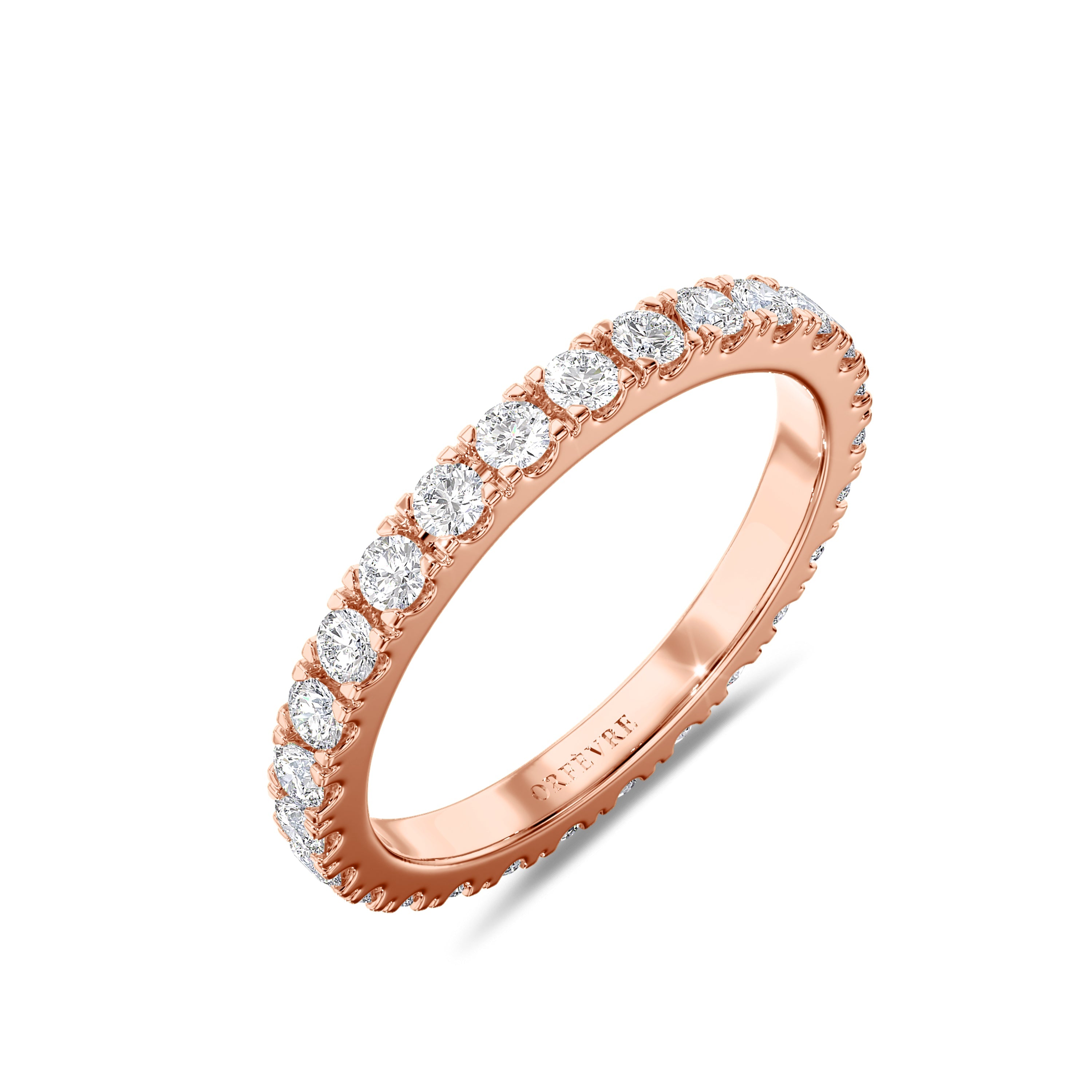 18k 0.75 round eternity rose gold band in FG color and SI clarity #gold_rose