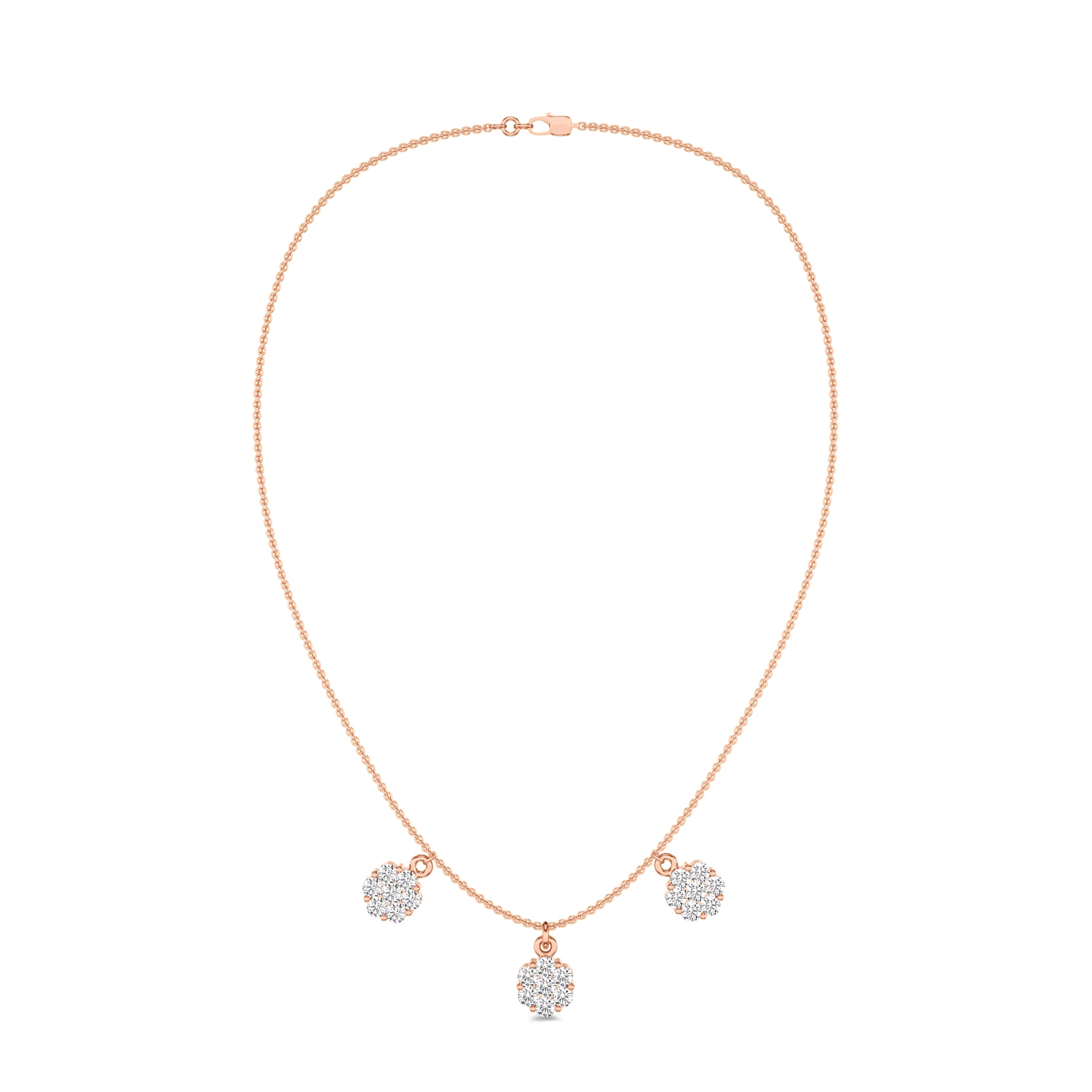 18k rose gold dangling diamond necklace in FG color and VS-SI clarity #gold_rose