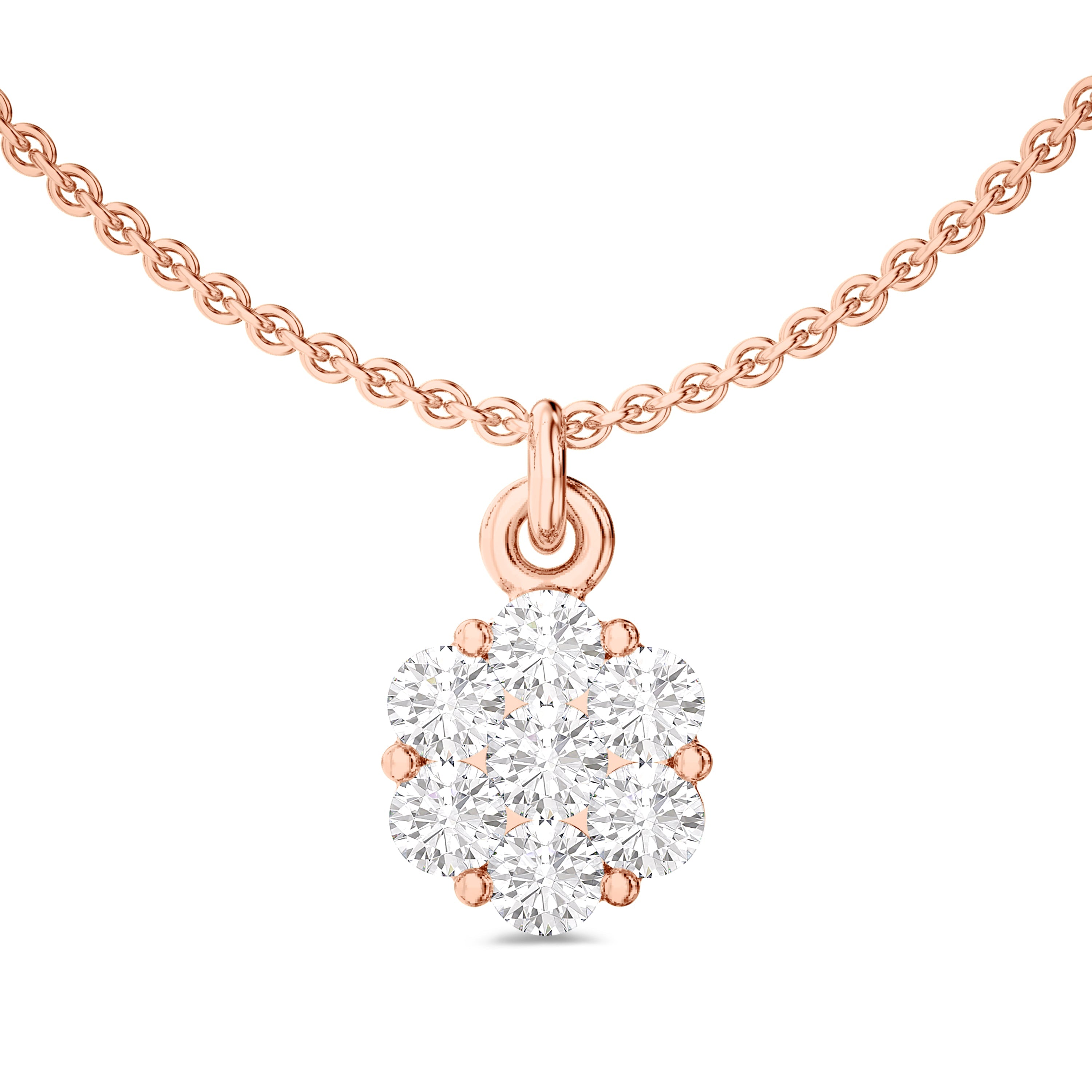 18k rose gold dangling diamond necklace in FG color and VS-SI clarity #gold_rose
