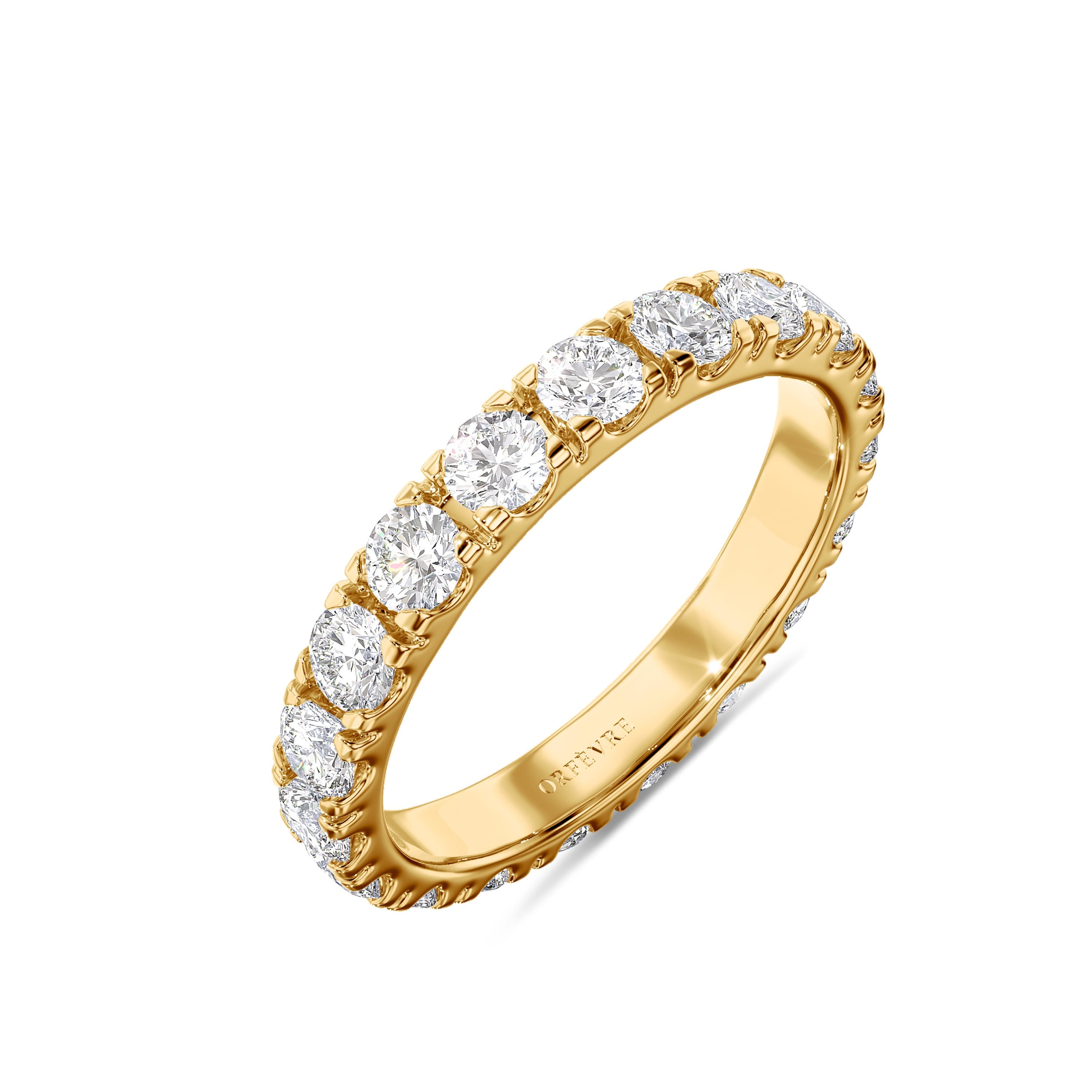 18K 1.90 carat round yellow gold eternity band in FG color and SI clarity #gold_yellow
