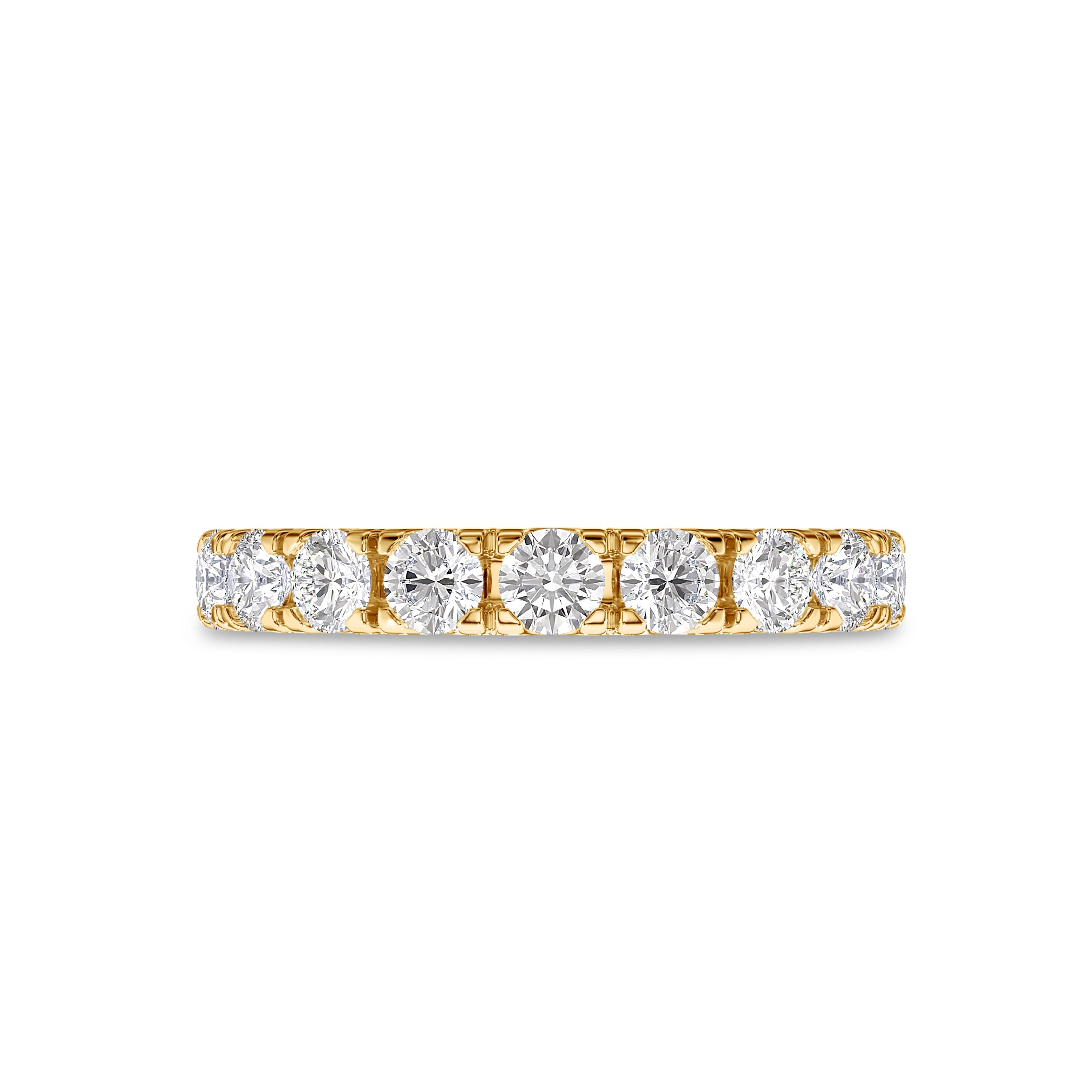 18K 1.90 carat round yellow gold eternity band in FG color and SI clarity #gold_yellow