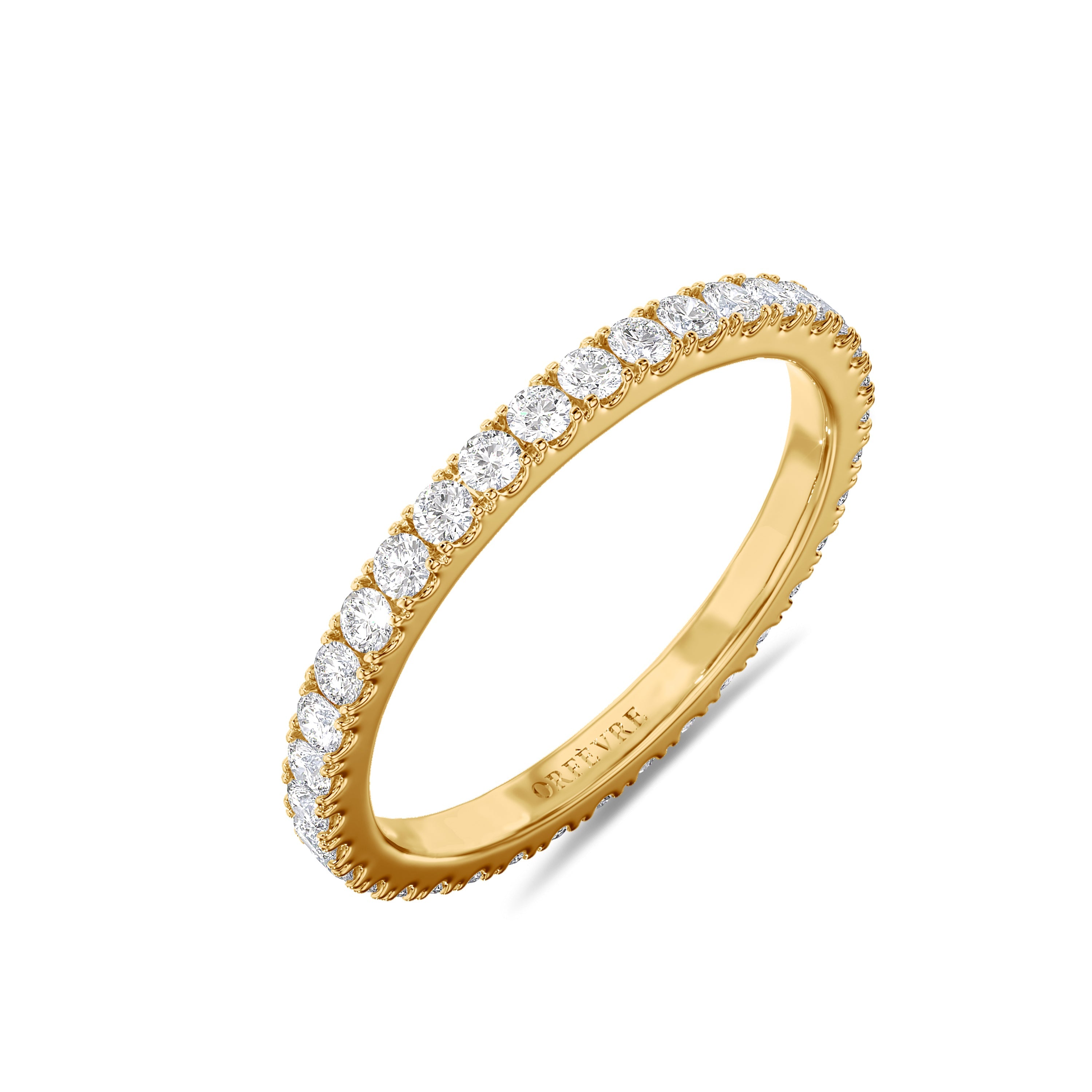 18k 0.75 round eternity yellow gold band in FG color and SI clarity #gold_yellow