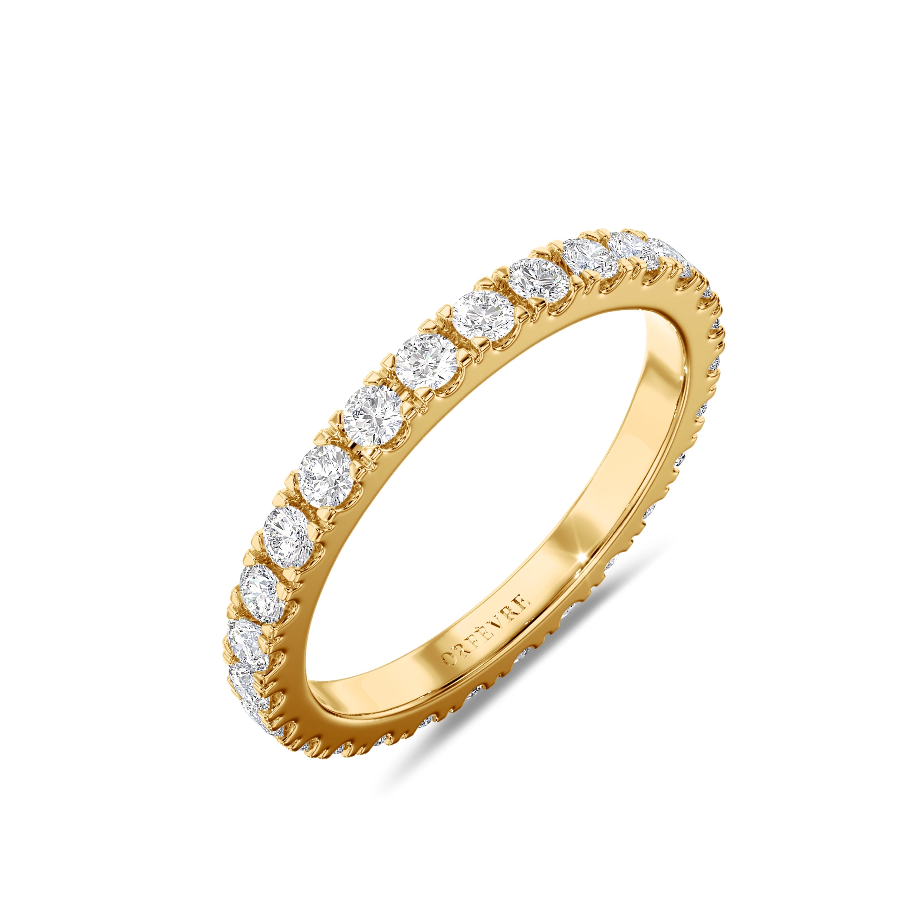 18K yellow gold 0.90 carat round eternity band in FG color and SI clarity #gold_yellow