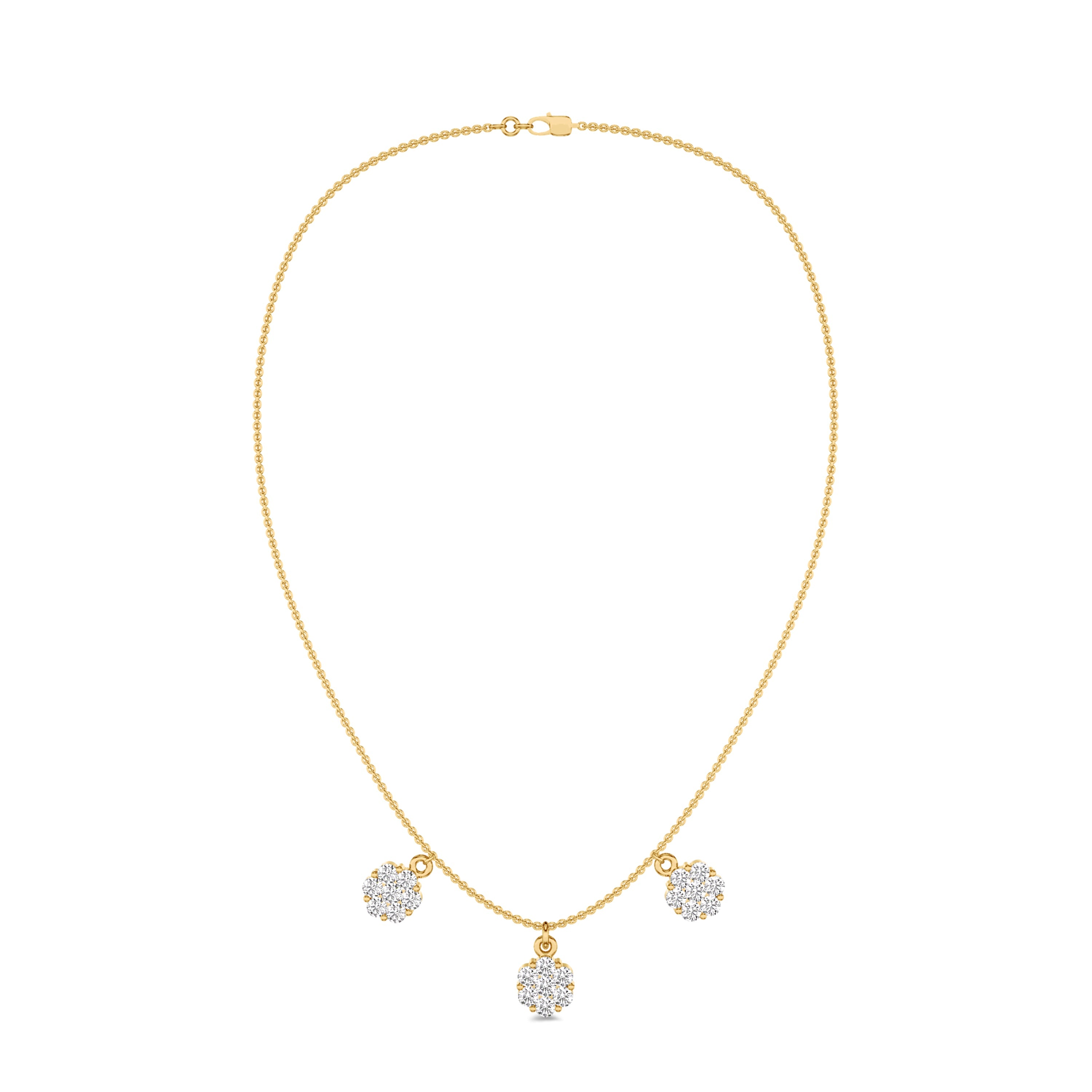 18k yellow gold dangling diamond necklace in FG color and VS-SI clarity #gold_yellow