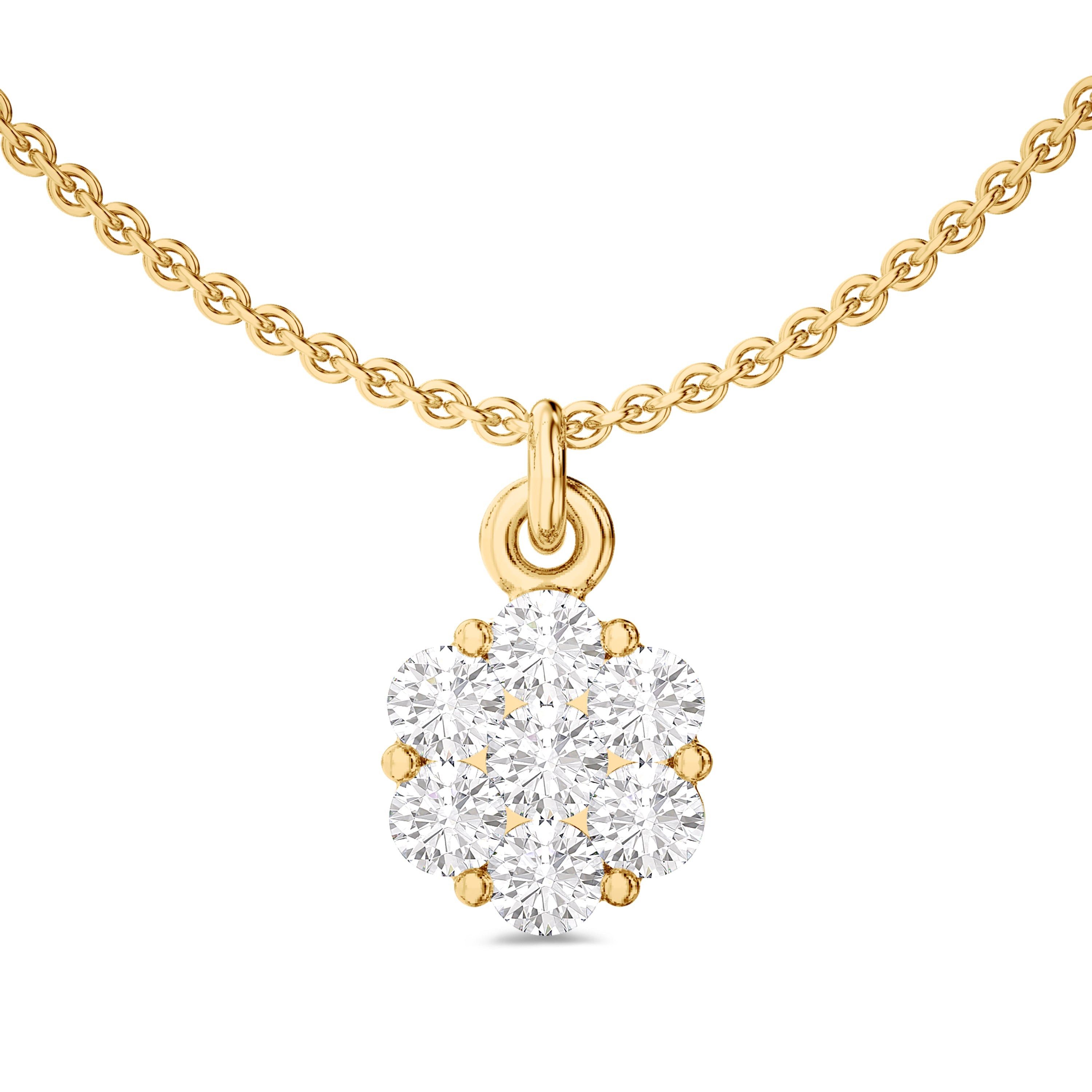 18k yellow gold dangling diamond necklace in FG color and VS-SI clarity #gold_yellow