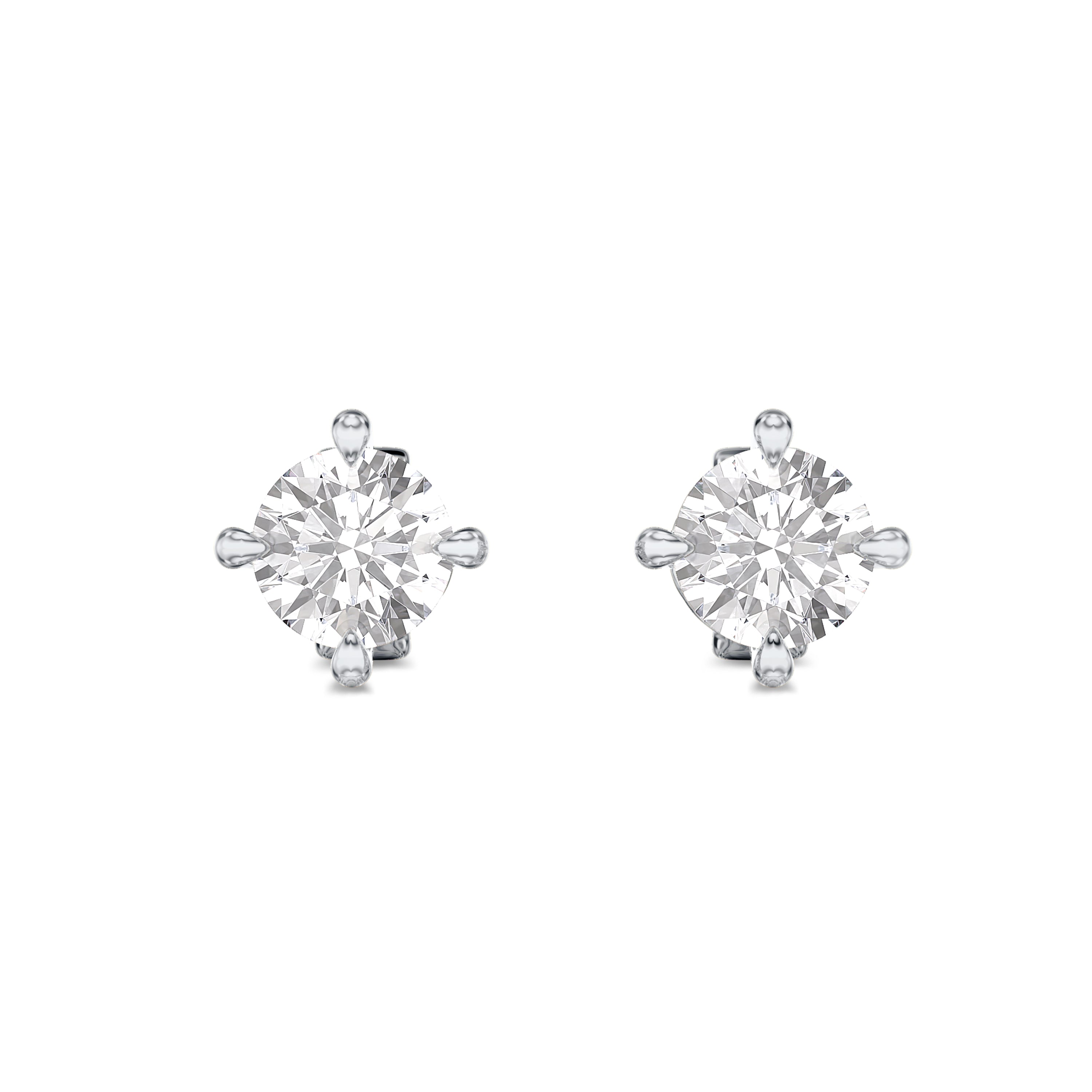 0.40 carat solitaire diamond earrings in 18K white gold, GH color and SI clarity
