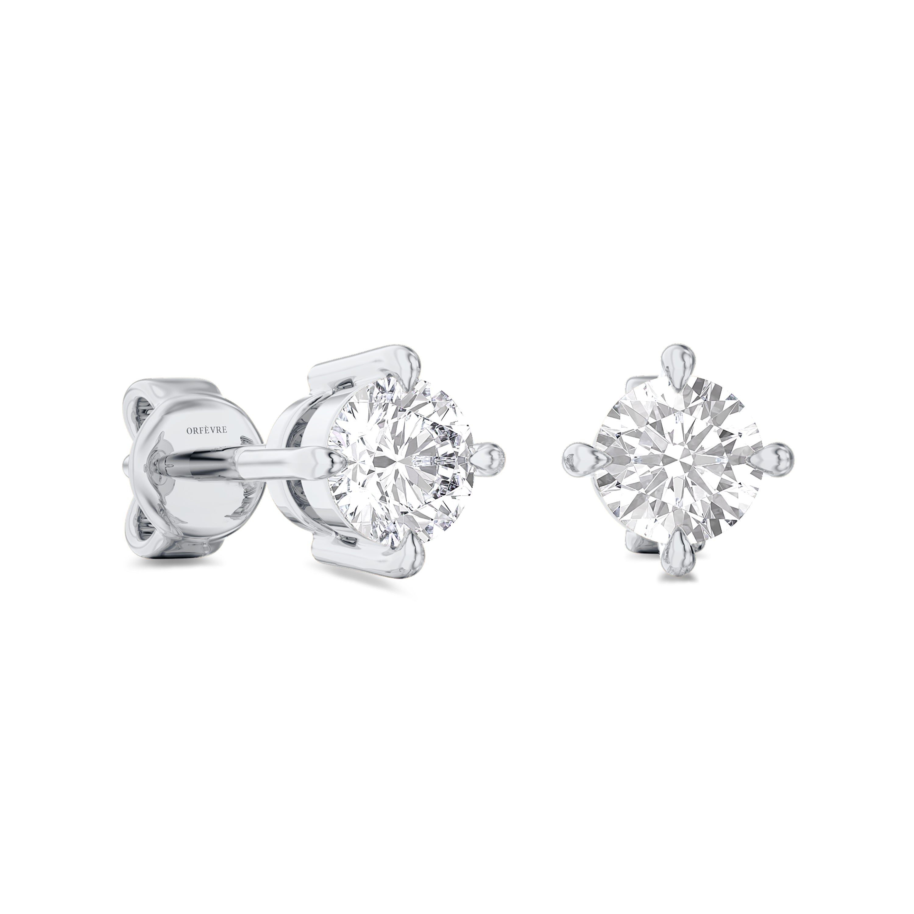 0.40 carat solitaire diamond earrings in 18K white gold, GH color and SI clarity