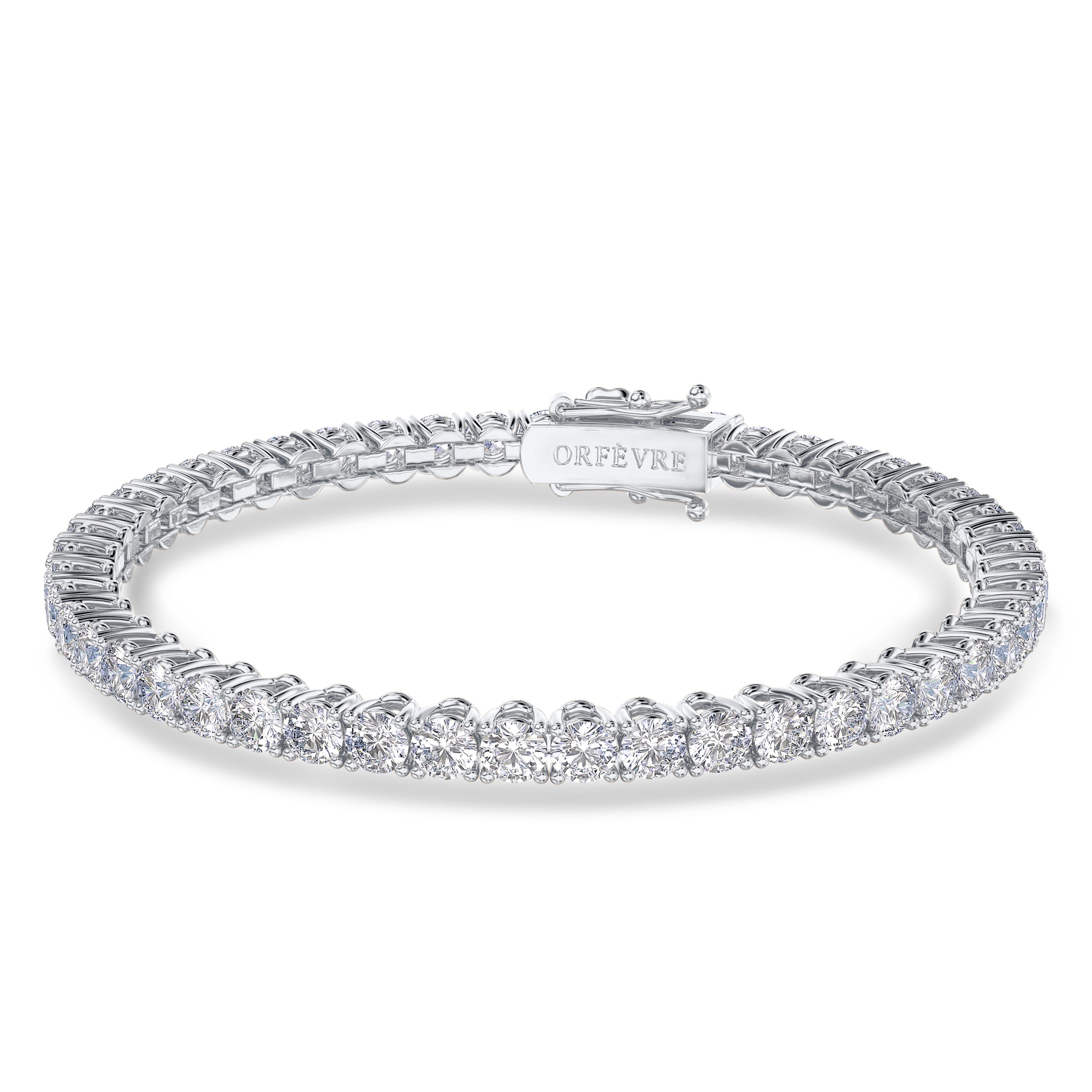 10.32 carat tennis bracelet in 18k gold, FG color and SI clarity