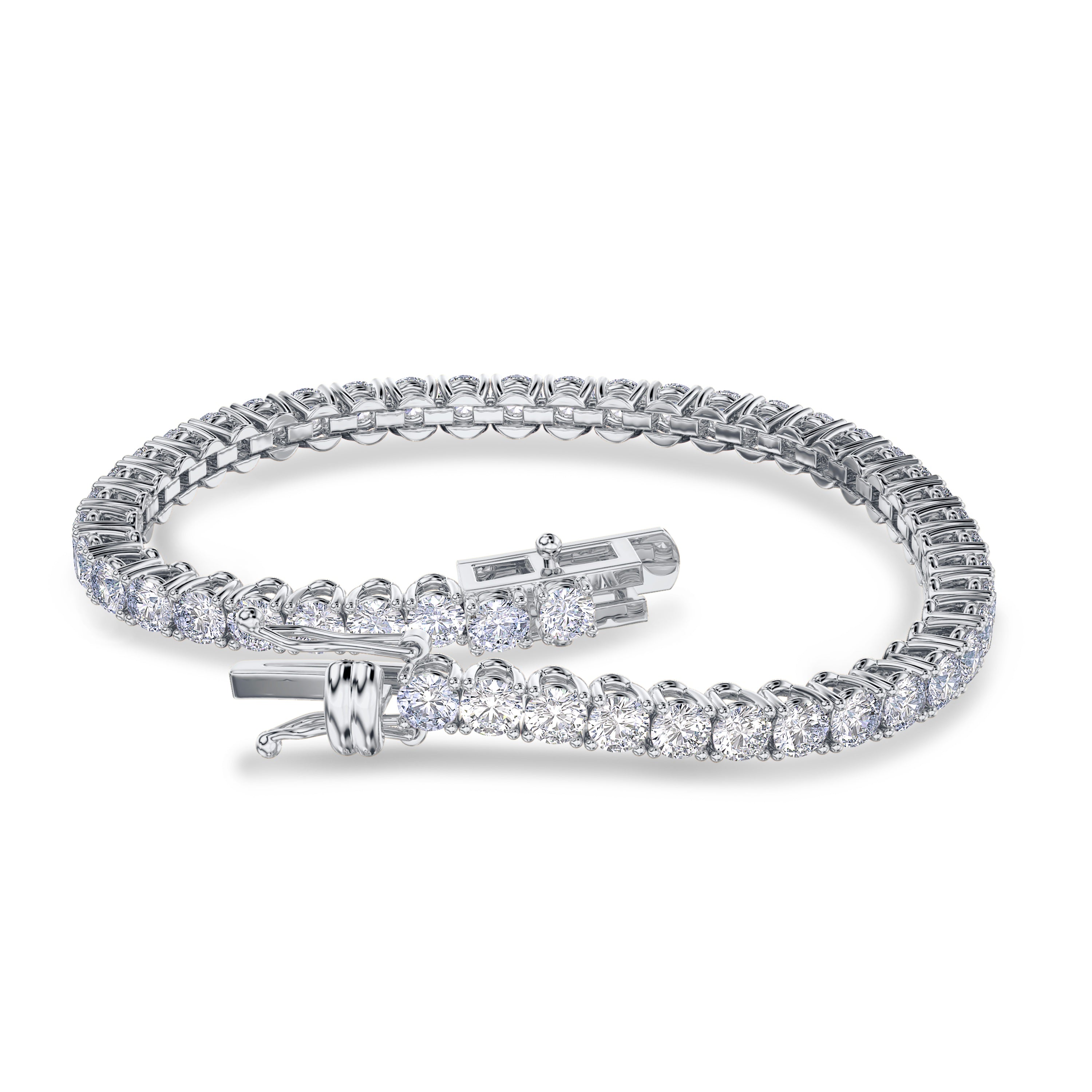 10.32 carat tennis bracelet in 18k gold, FG color and SI clarity