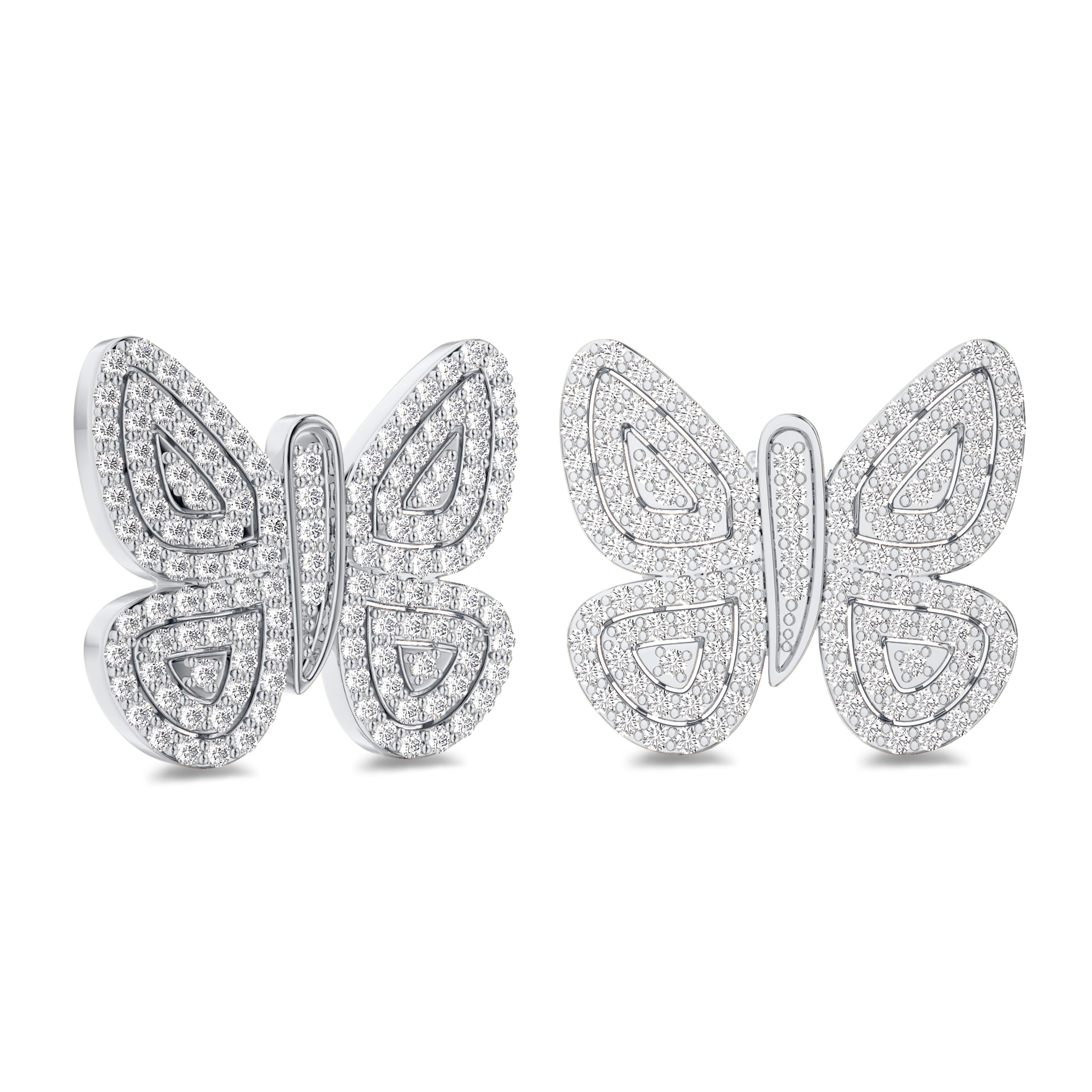 Butterfly diamond earrings in 18k white gold, FG color, VS-SI clarity, 0.27 carats