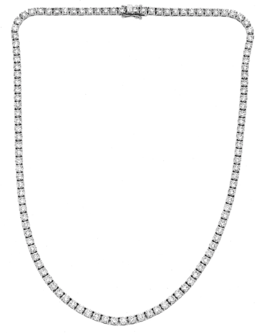 29.46 carat lab grown tennis necklace in 14k white gold, EF color, VVS-VS clarity