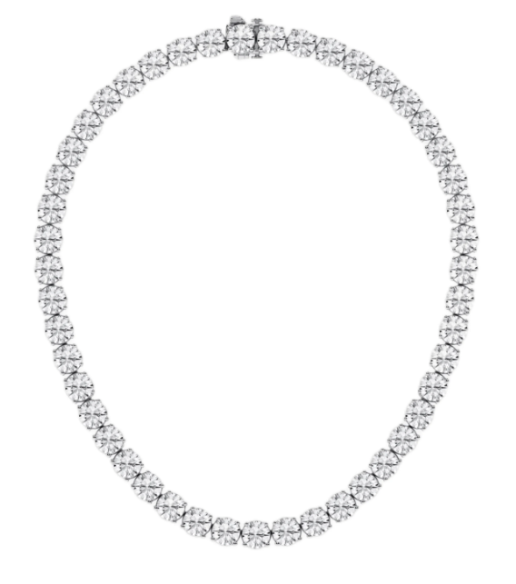47.81 carat lab grown tennis necklace, EF color, VVS-VS clarity, 14k white gold