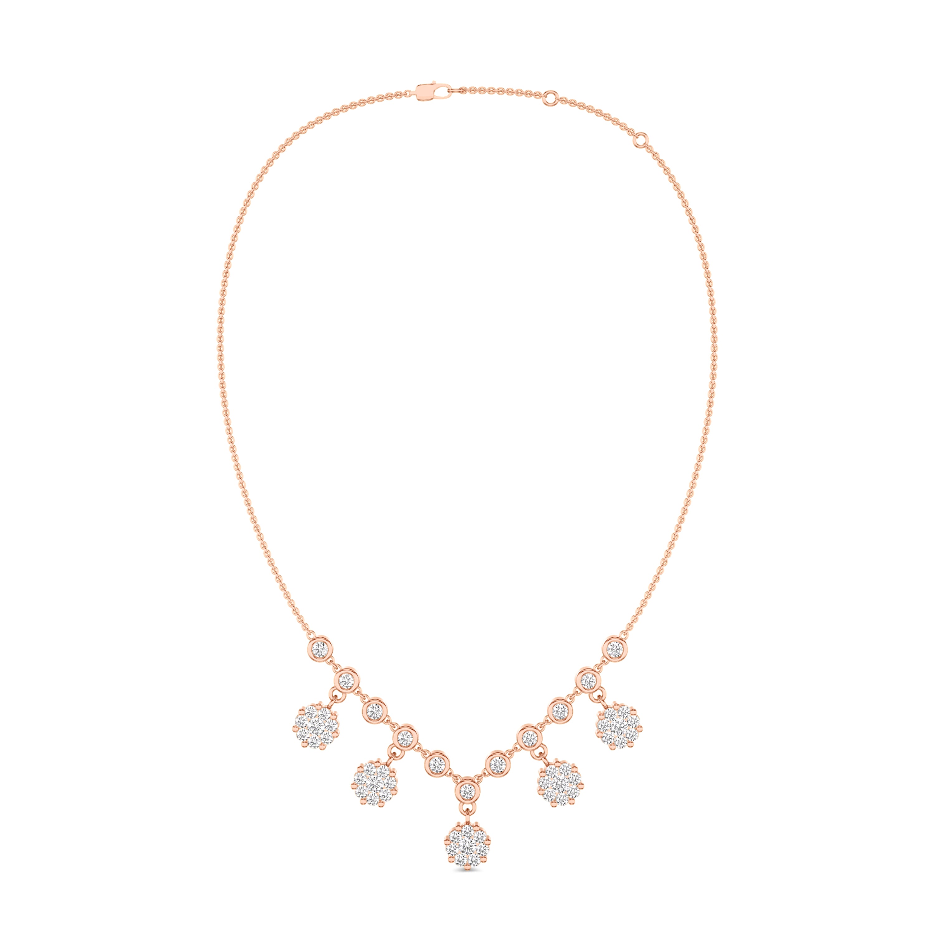 multi drop diamond necklace in 0.37 carats, FG color, VS-SI clarity in 18K rose gold. #gold_rose