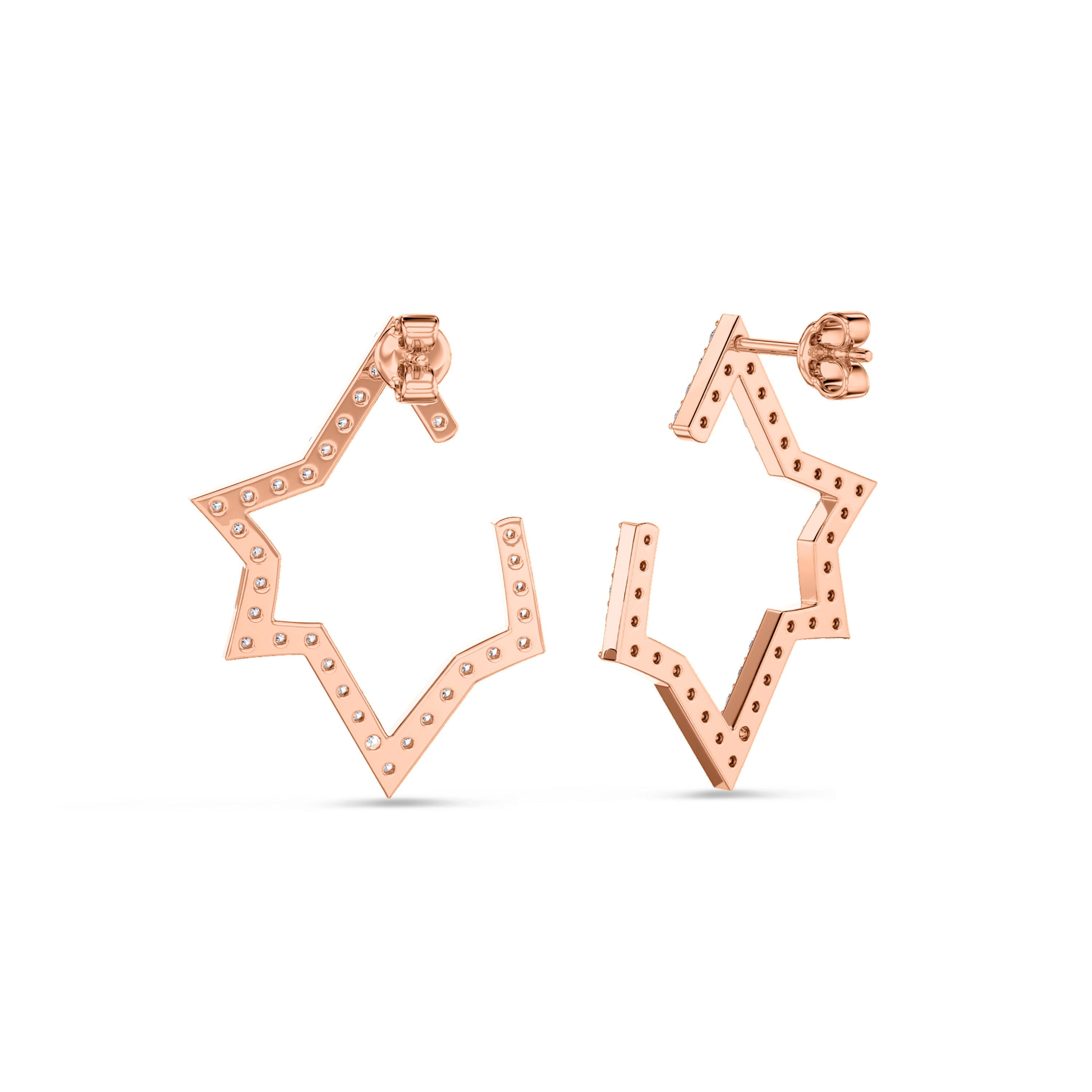 18k rose gold star shaped diamond earring in 0.92 carats in FG color and SI clarity #gold_rose