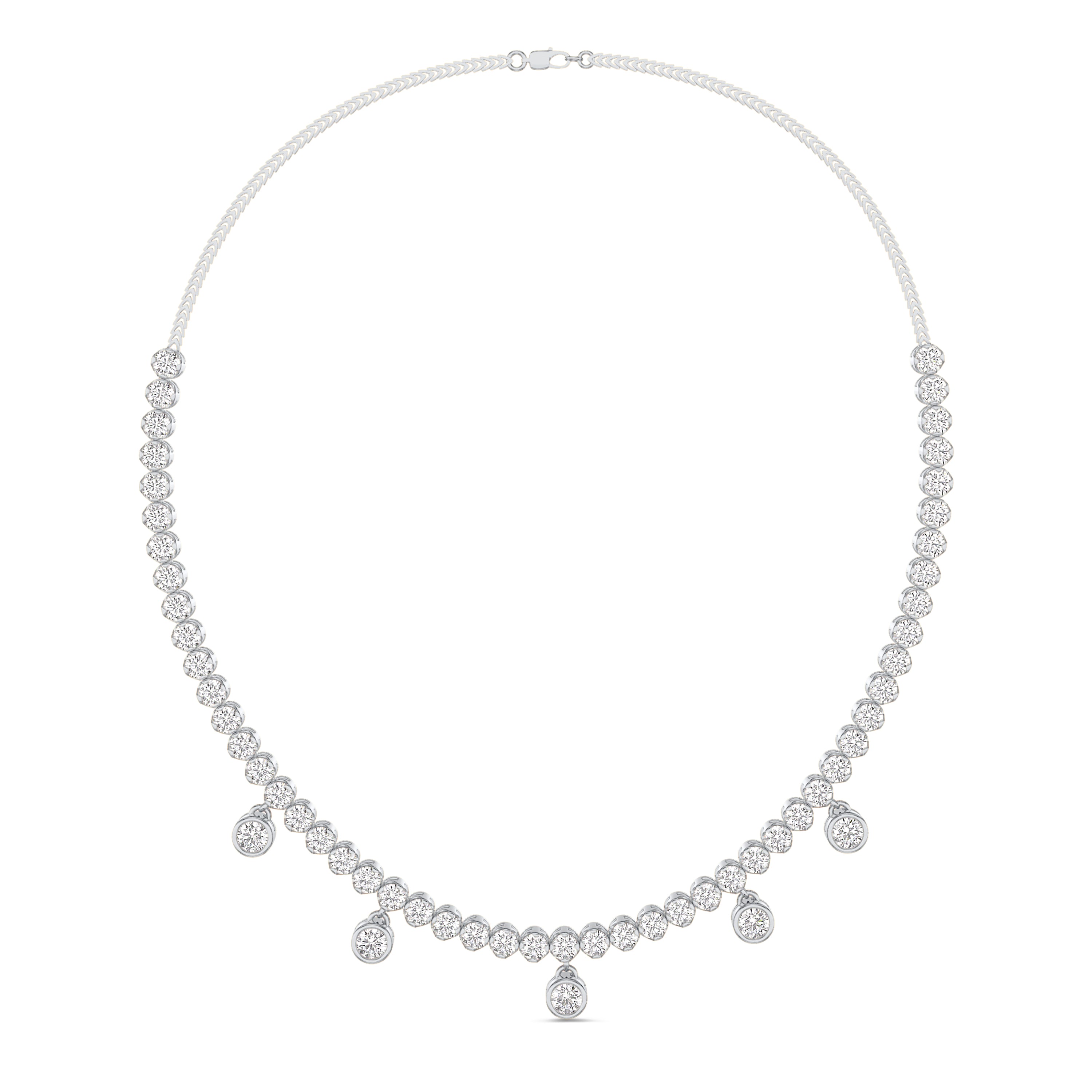 Floating diamond necklace in 18k gold, 3.25 carat, FG color and SI clarity #gold_white