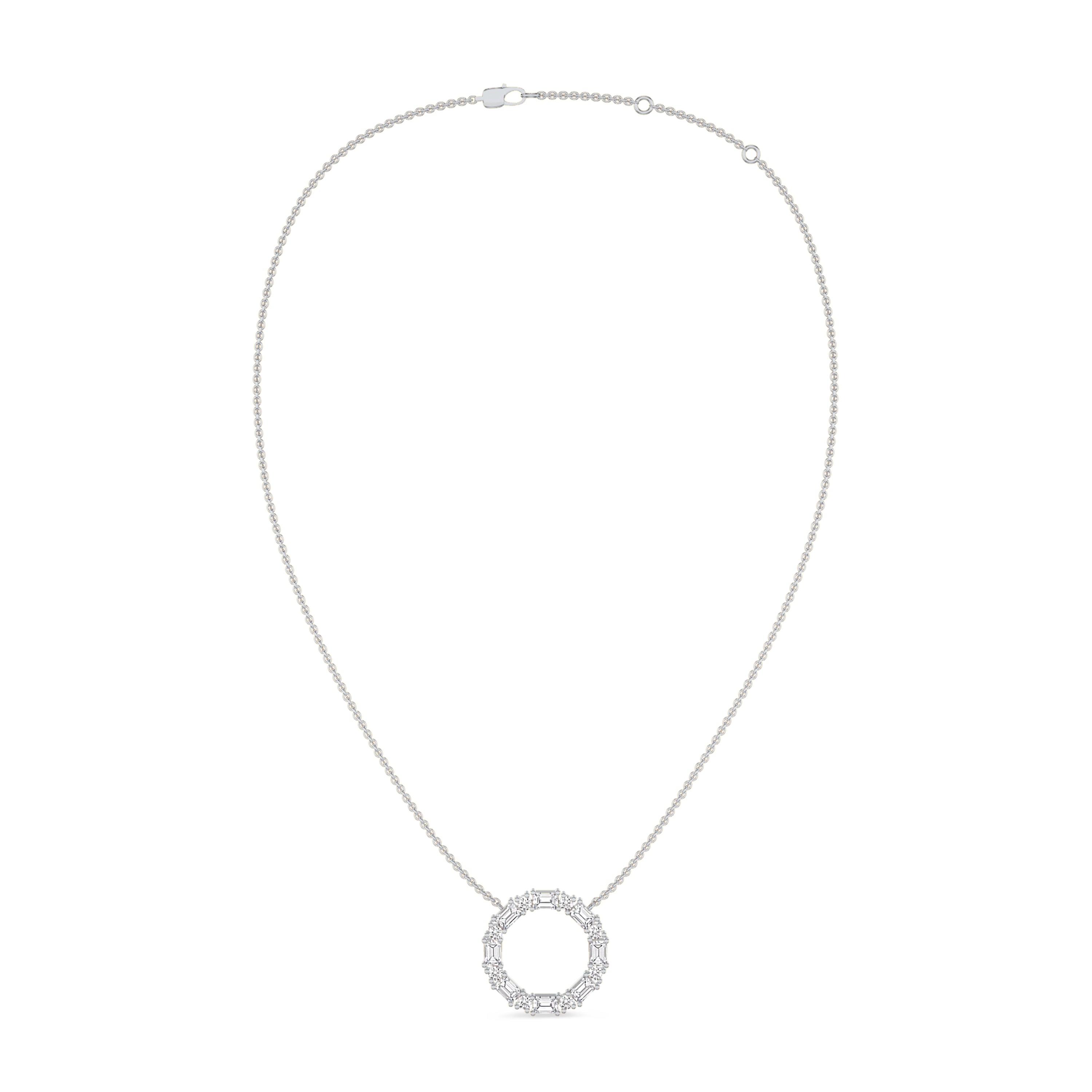 orbit diamond necklace in 0.97 carats, 18K white gold, FG color and VS-SI clarity