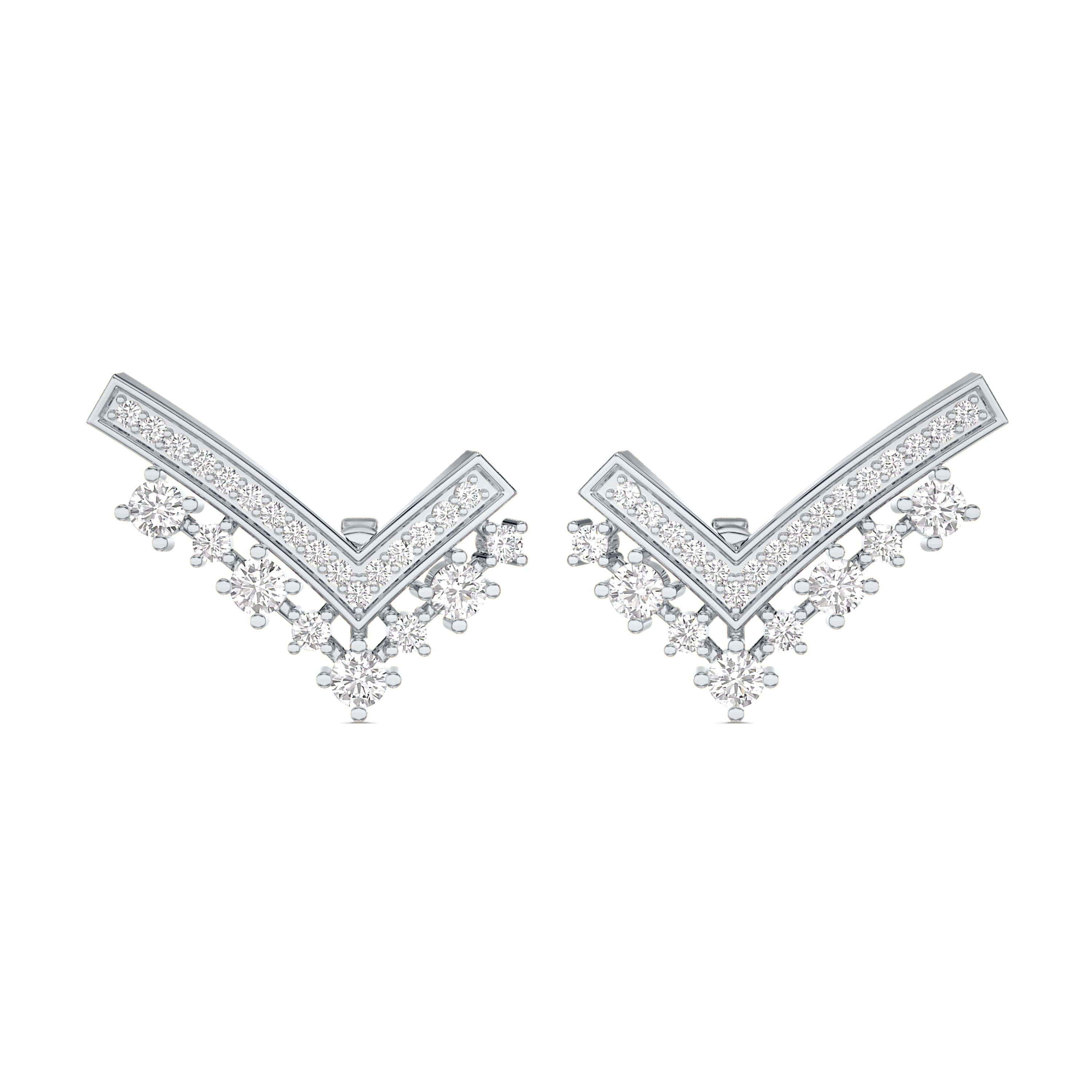 Checked diamond earrings in 18k white gold, 0.96 carat, FG color and SI Clarity #gold_white