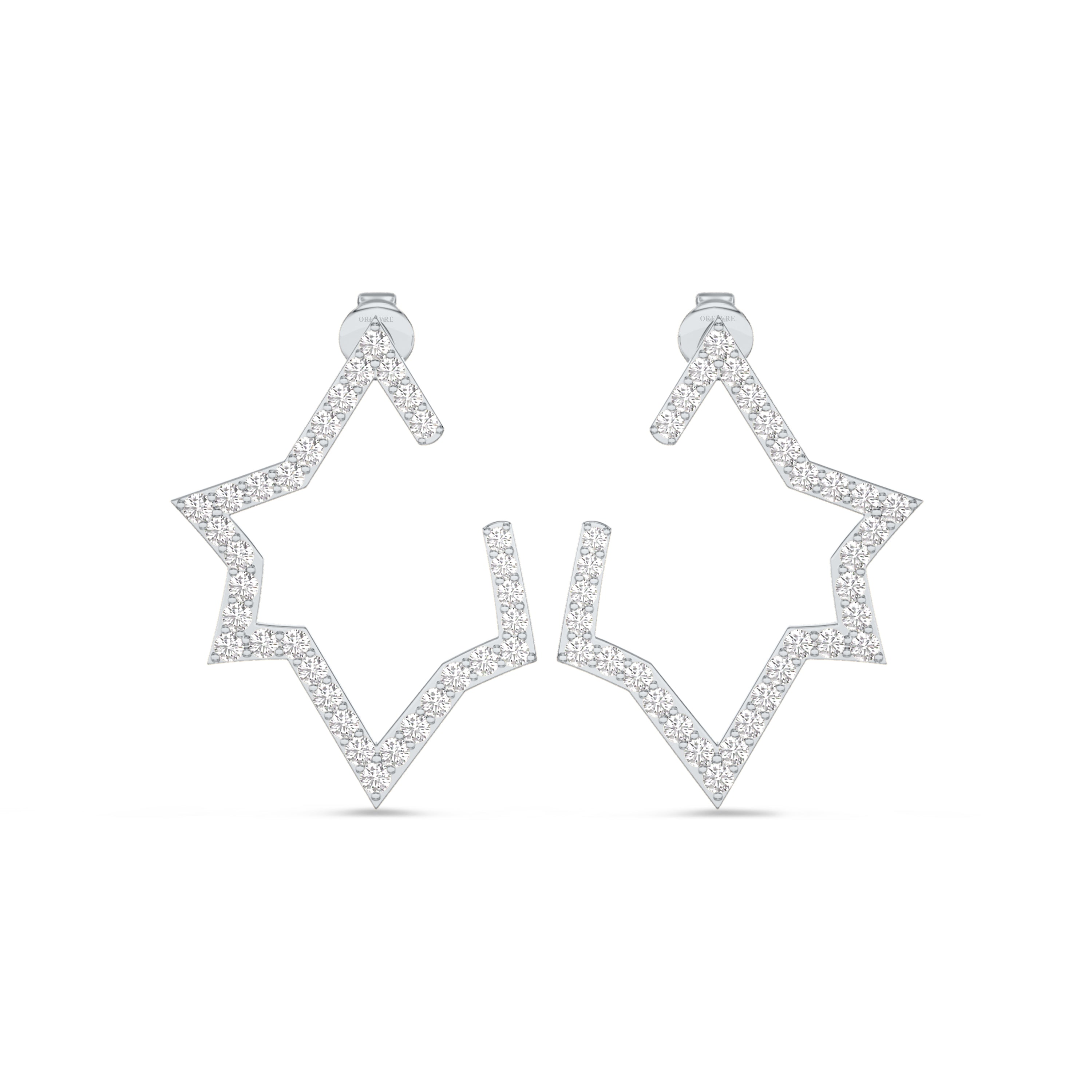 18k white gold star shaped diamond earring in 0.92 carats in FG color and SI clarity #gold_white
