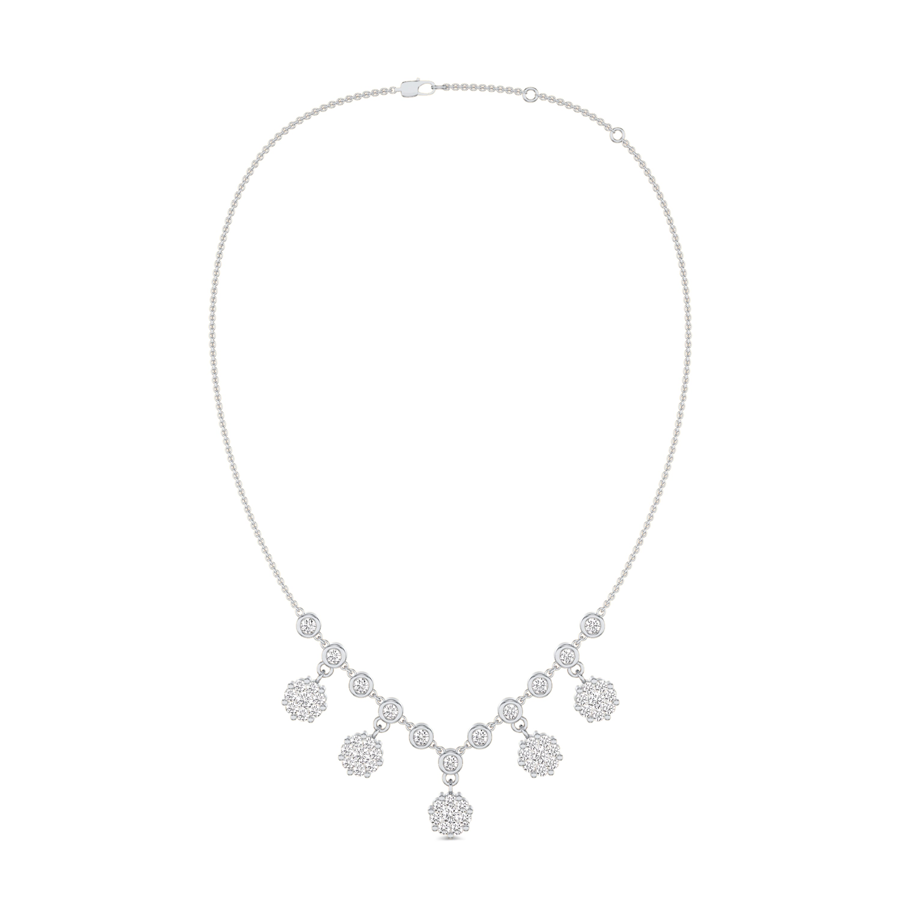 multi drop diamond necklace in 0.37 carats, FG color, VS-SI clarity in 18K white gold. #gold_white