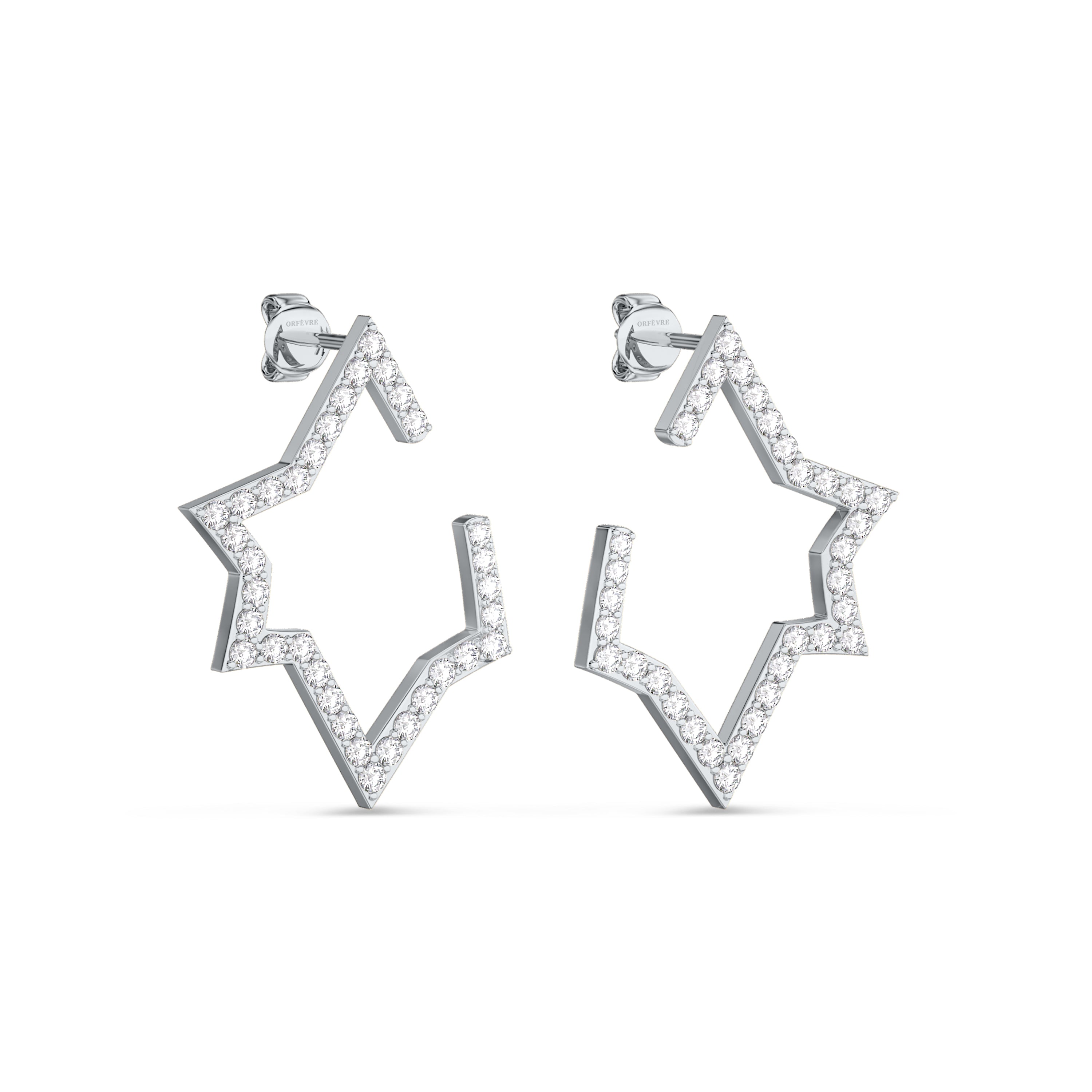 18k white gold star shaped diamond earring in 0.92 carats in FG color and SI clarity #gold_white