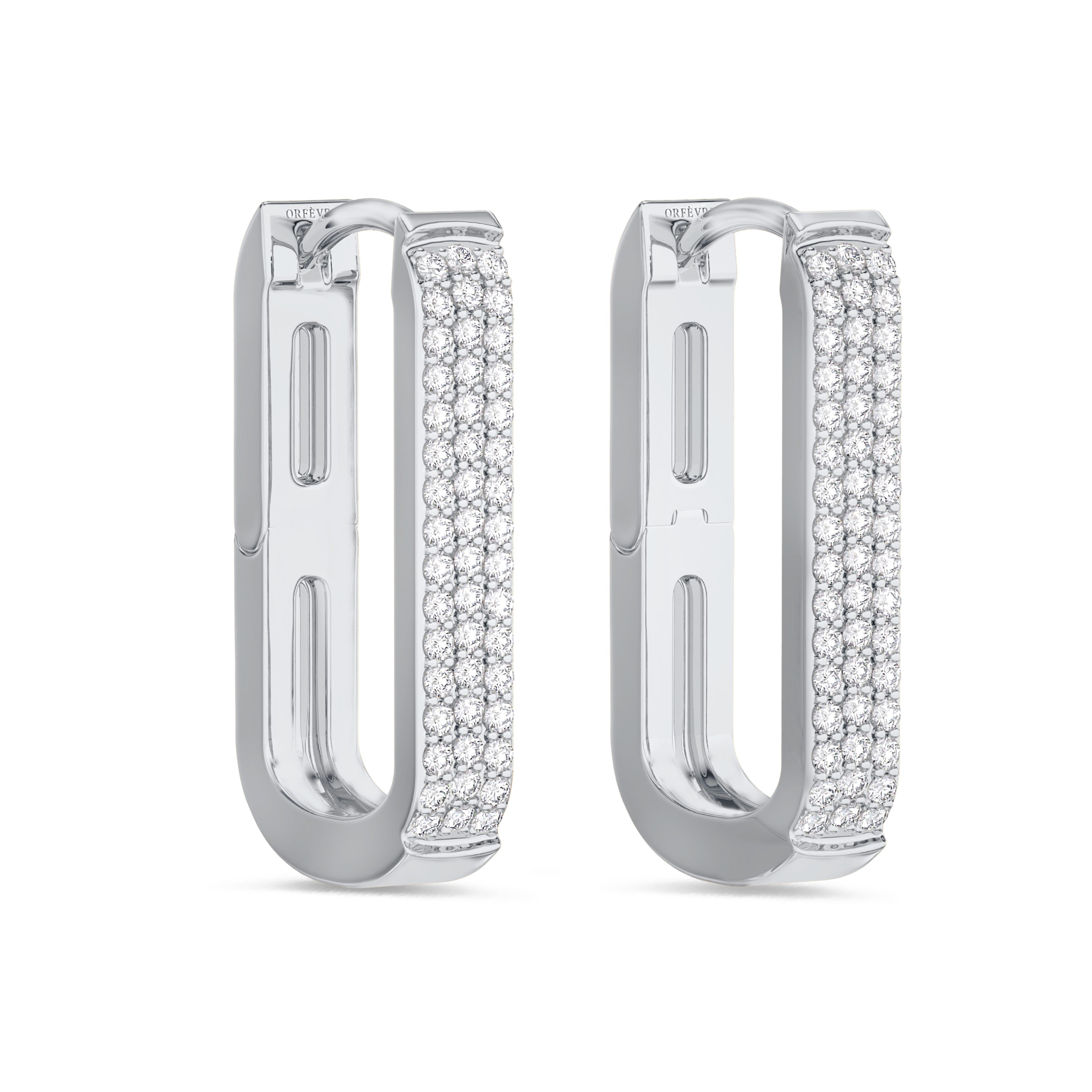 Rectangle diamond hoops in 18k white gold, 0.3 carats, FG color and SI clarity #gold_white