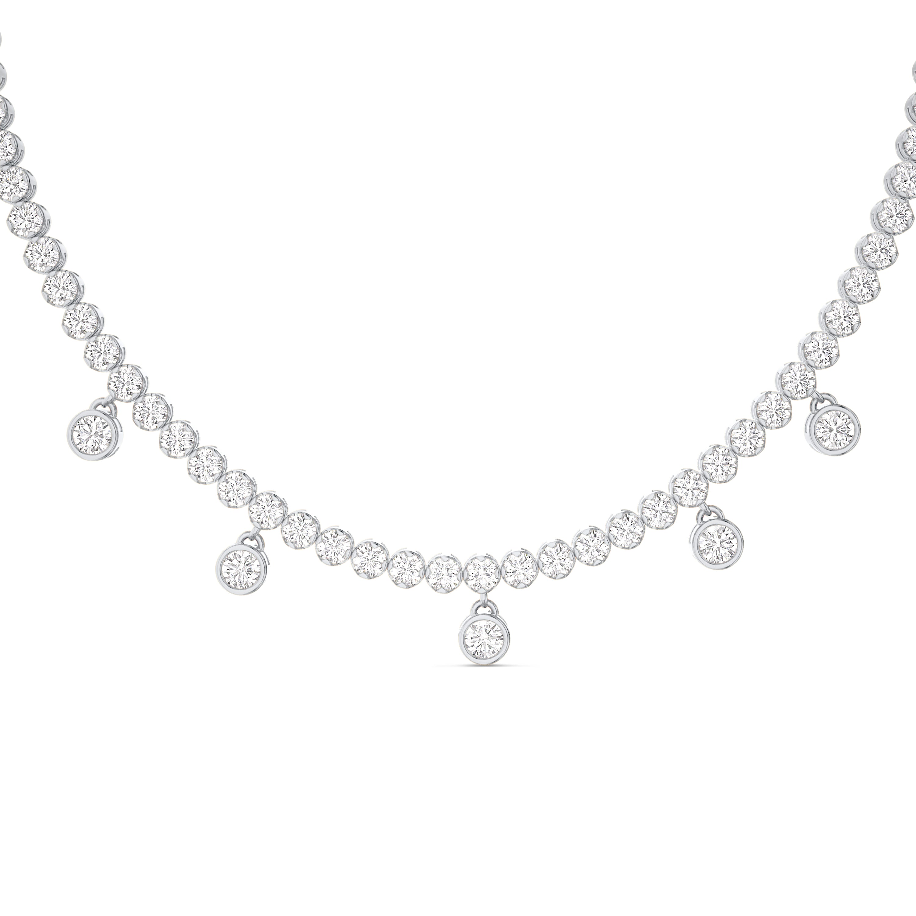 Floating diamond necklace in 18k gold, 3.25 carat, FG color and SI clarity #gold_white